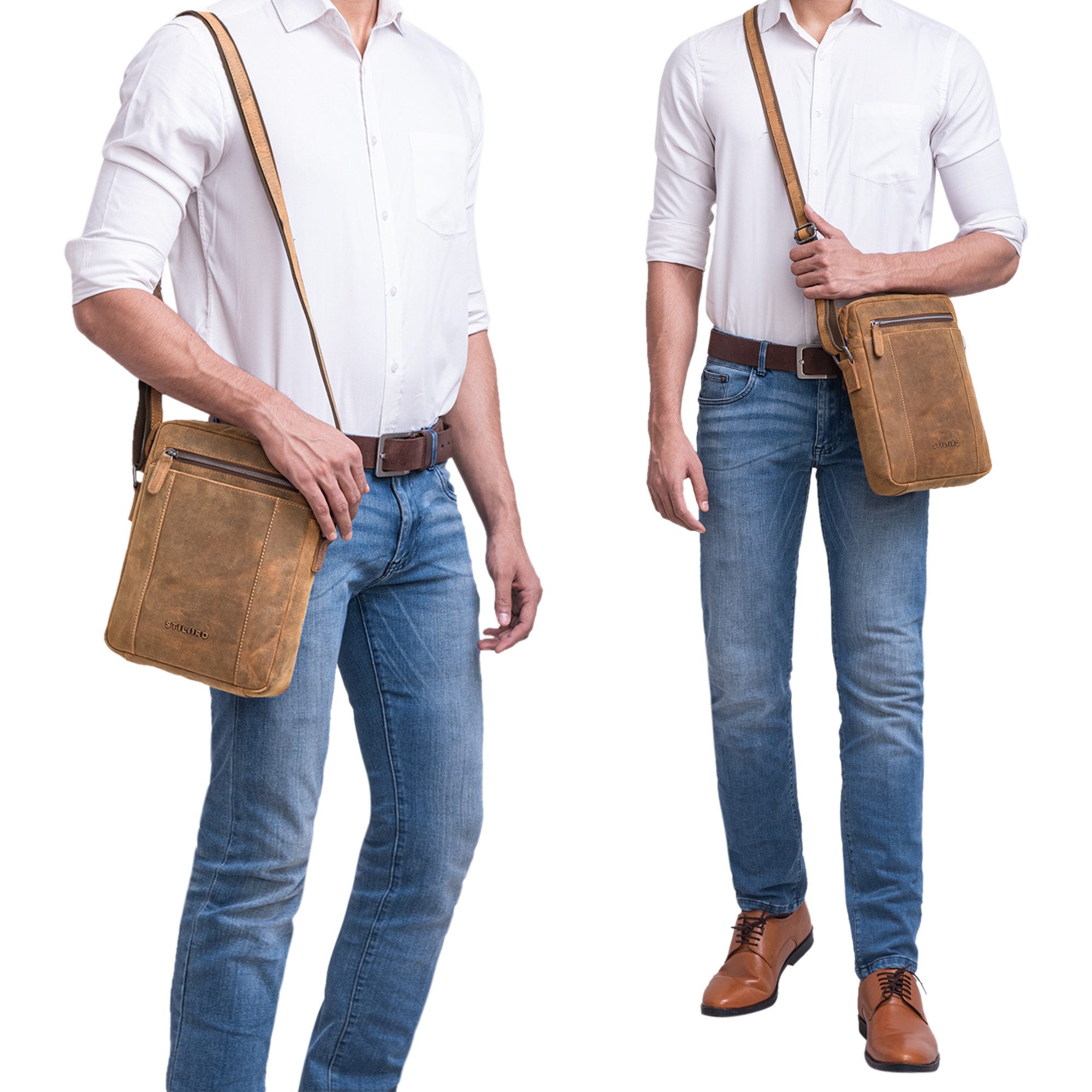 STILORD Schultertasche "Fox" Herrentasche Leder Vintage Messenger Bag