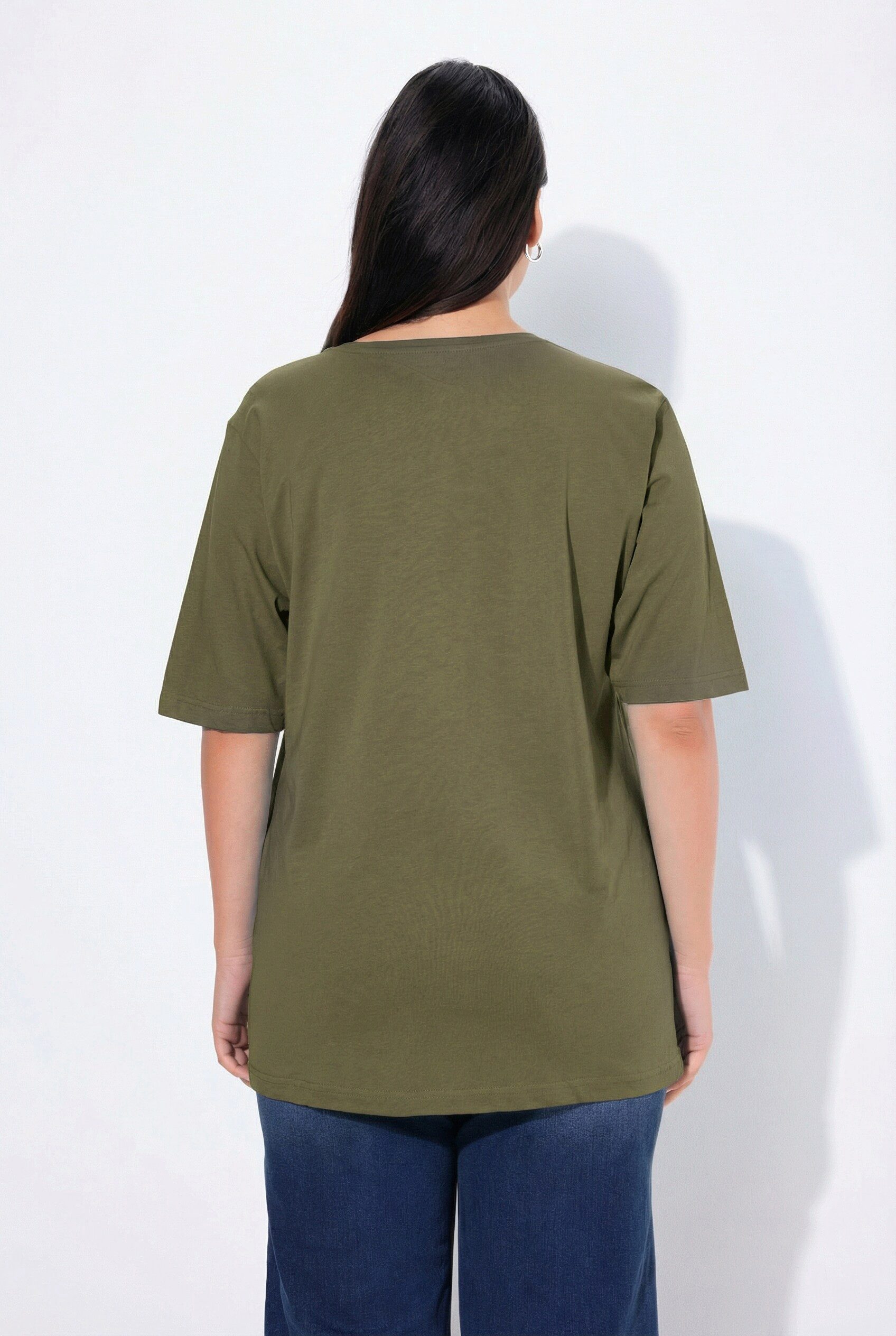 Ulla Popken T-Shirt T-Shirt Rundhalsausschnitt Relaxed Halbarm