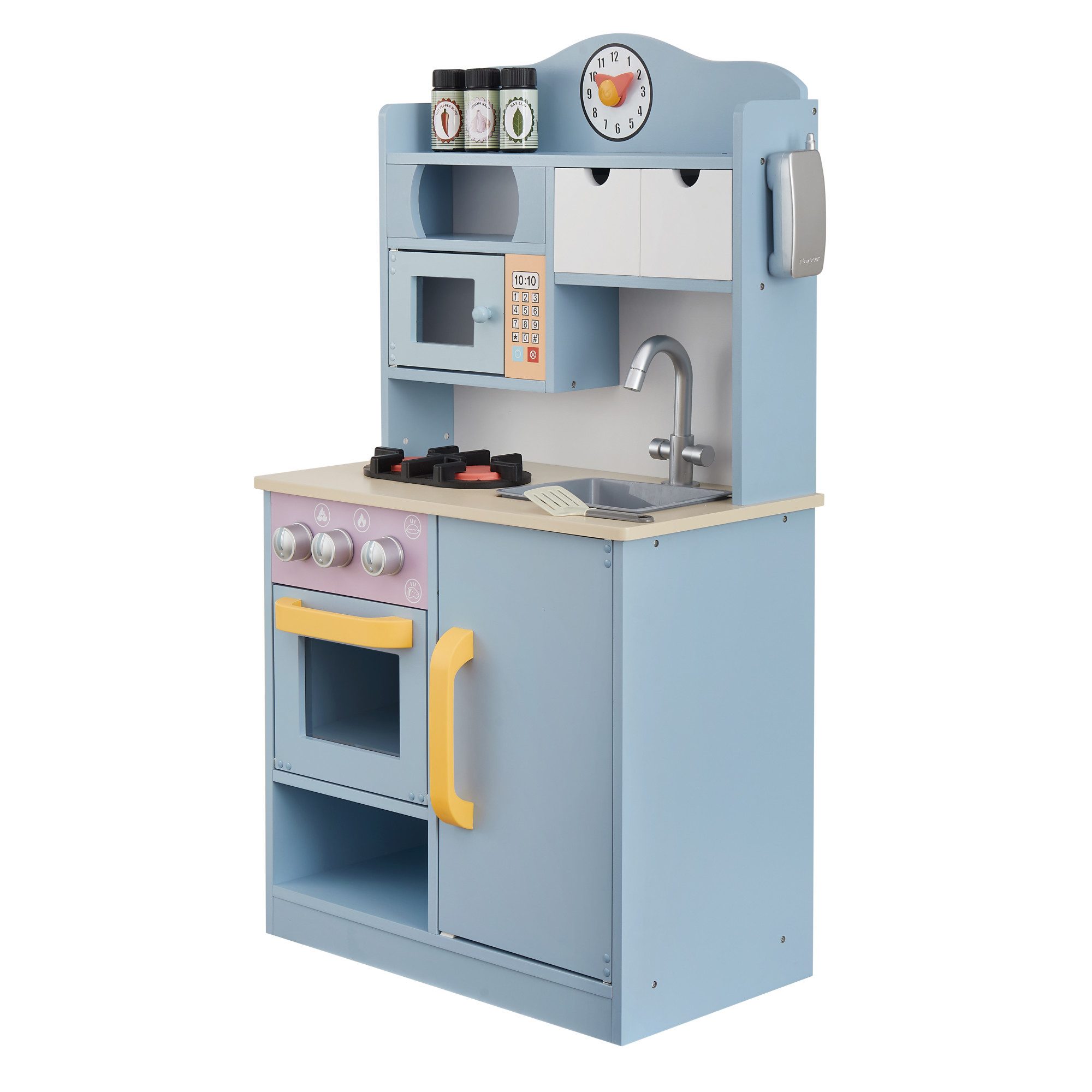 TEAMSON™ KIDS Spielküche Klassische Holz-Spielküche mit Herd und Spüle, Pastellfarben