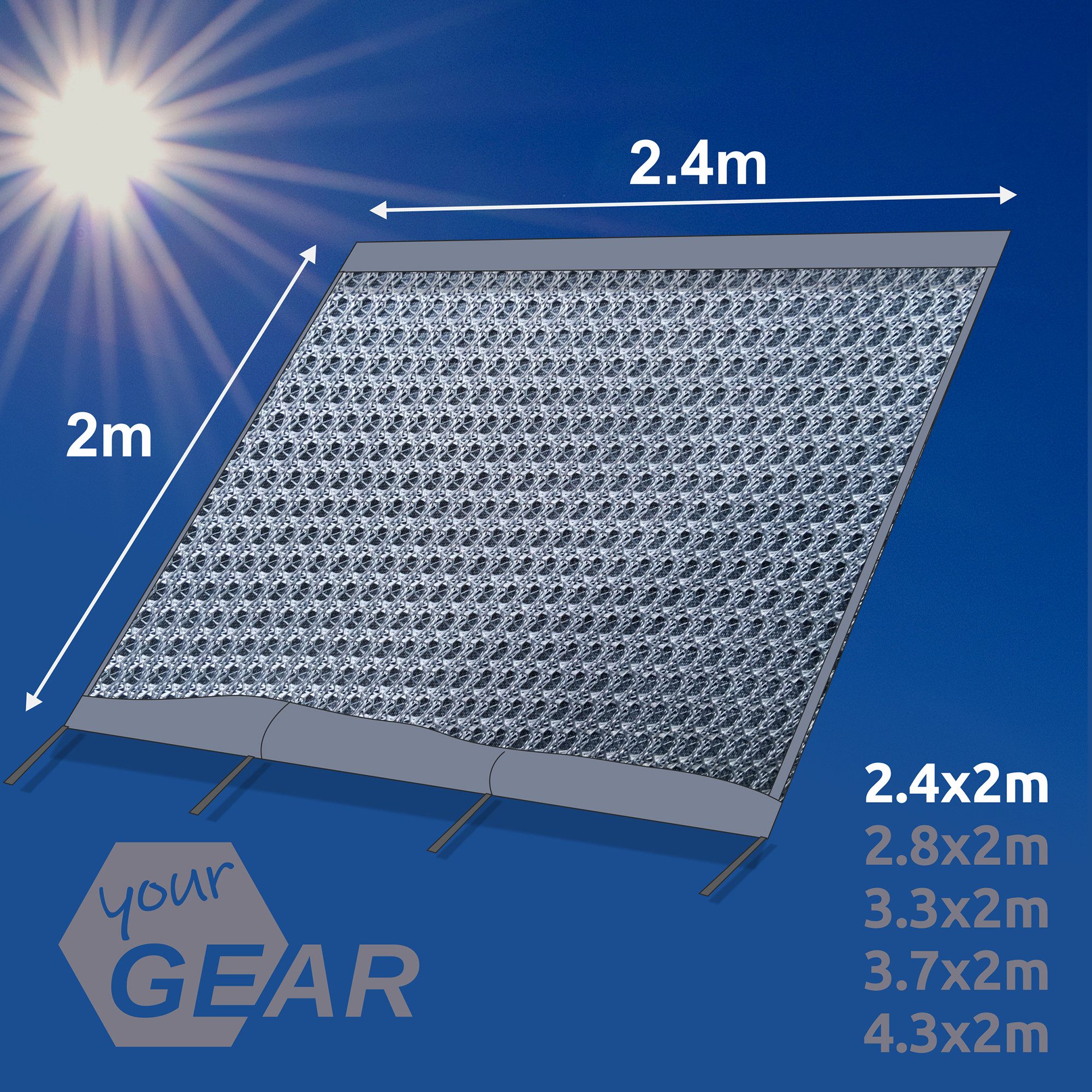 yourGEAR Vorzelt yourGEAR Campingbus Sun + Rain Blocker 2,4 x 2 m - für Bulli Markise, Personen: 0