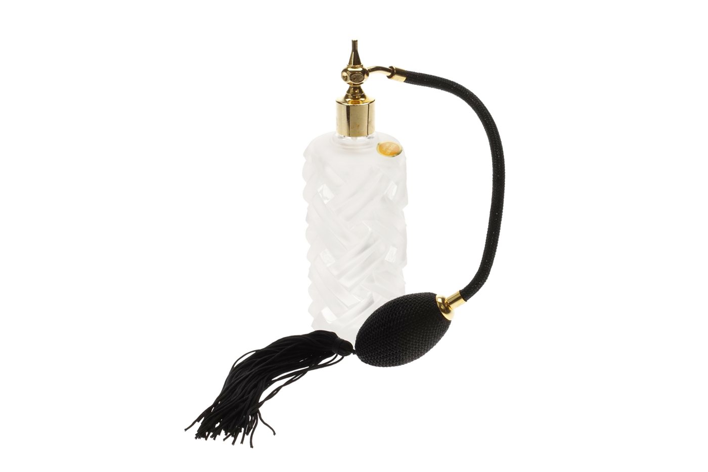 Fantasia Beauty Parfümzerstäuber Tischzerstäuber rund 24 % Bleikristall mit Ballpumpe schwarz/goldf (1 St), 24 % Bleikristall