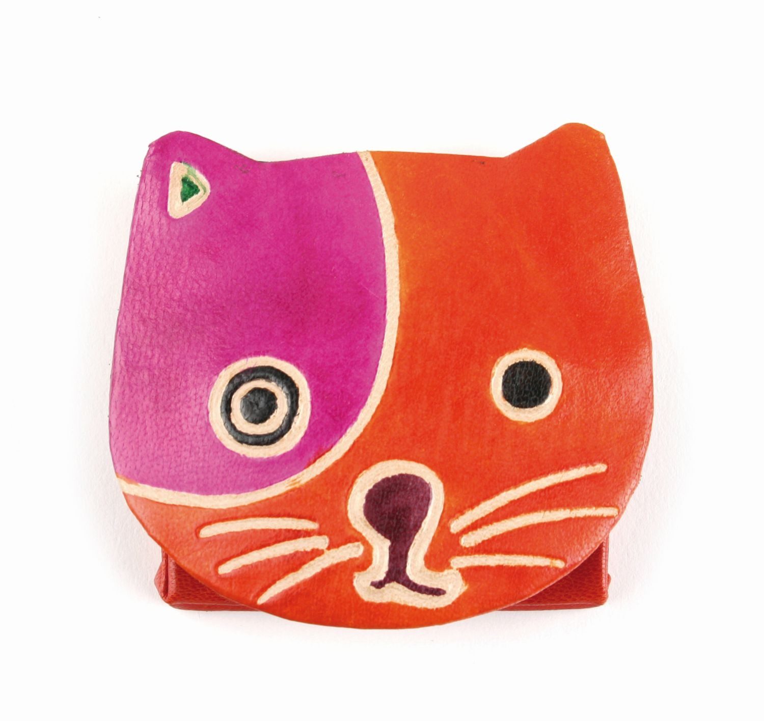 El Puente Geldbörse Geldbörse "Schräge Katze", Handmade, Handmade