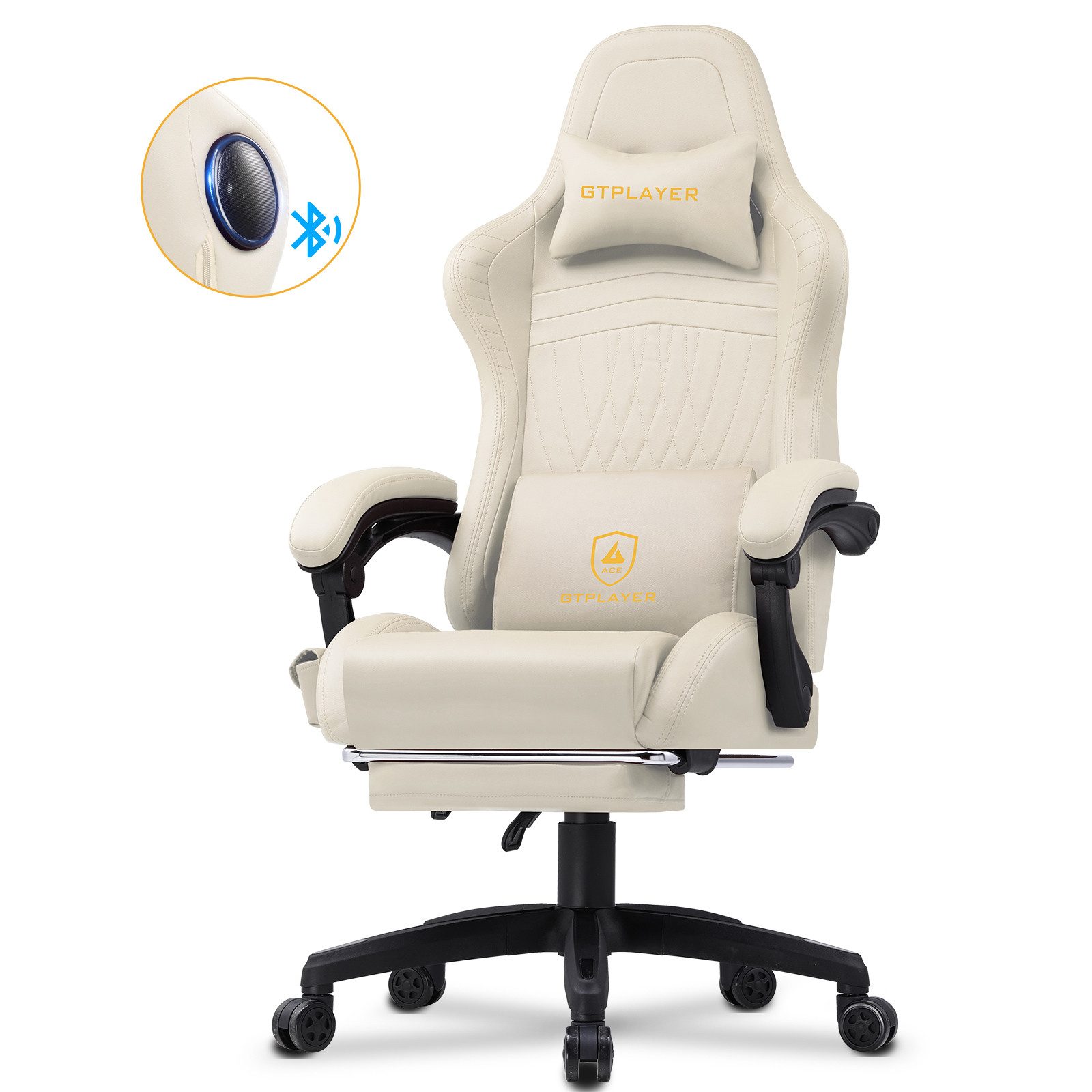 GTPLAYER Gaming-Stuhl ergonomischer Bürostuhl mit HIFI Stereo Lautsprecher, Verbindungsarmlehen beeindrukende Klang-atmosphäre