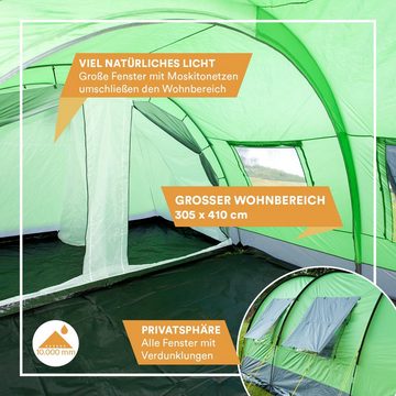 Skandika Tunnelzelt Helsinki 6 Campingzelt (grün), Familienzelt mit teilbarer Schlafkabine