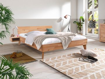 Moebel-Eins Massivholzbett, CALIDO 4-Fuß-Bett mit Kopfteil, Material Massivholz