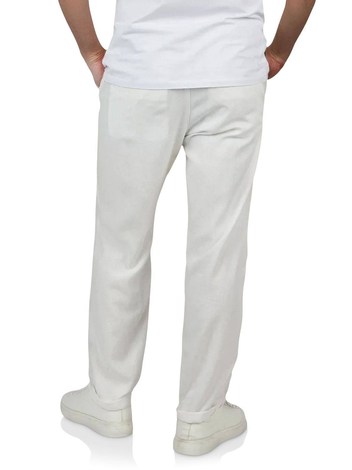 riverso Chinohose Herren Freizeithose RIVMarco Regular Fit Hose mit Leinenanteil und Zugbandverschluss