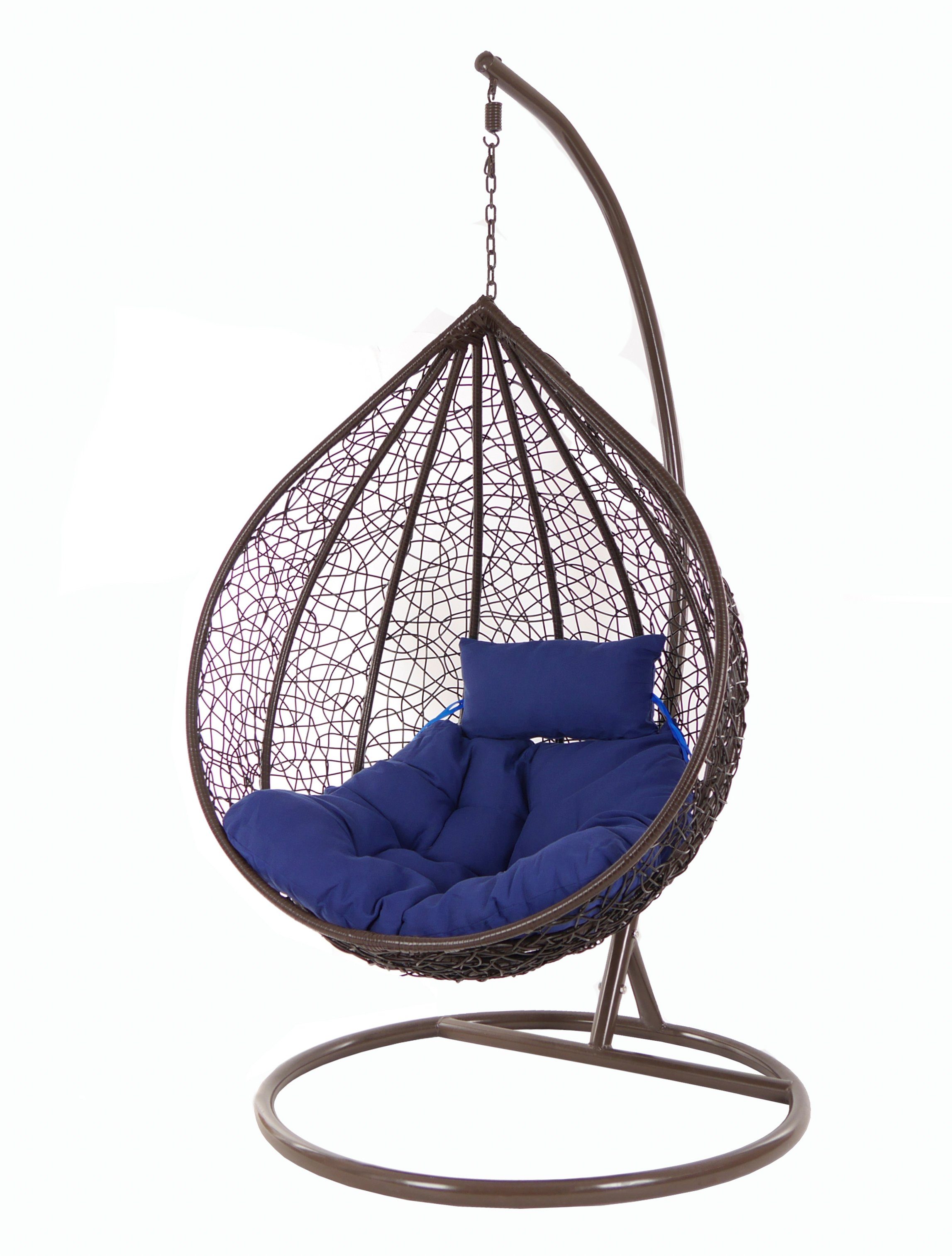 KIDEO Hängesessel Hängesessel Chair, Gestell blau mit Kissen, navy) (5900 und Hängesessel dunkelbraun, MANACOR Loungemöbel Swing darkbrown