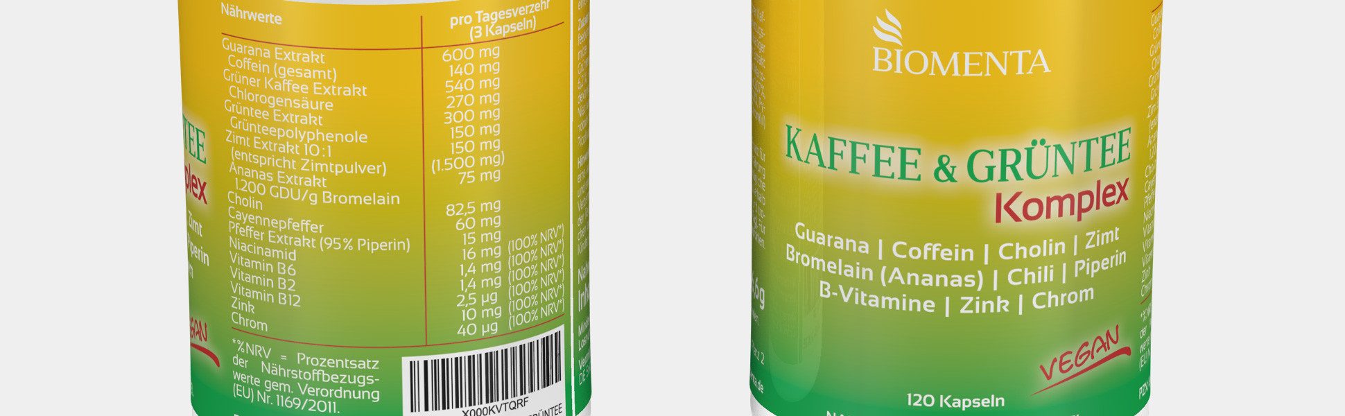 BIOMENTA Kaffee + Grüntee Komplex - 120 Kapseln - Premiumqualität Kapseln, 120 St., 96.6 g