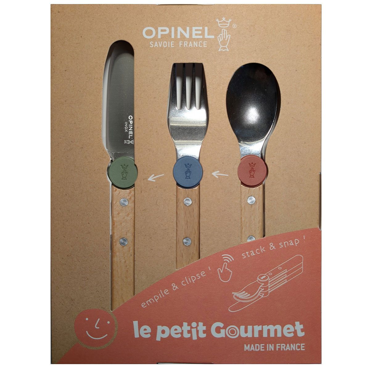 Opinel Taschenmesser LE PETIT GOURMET Kinderbesteck-Set - Bunt