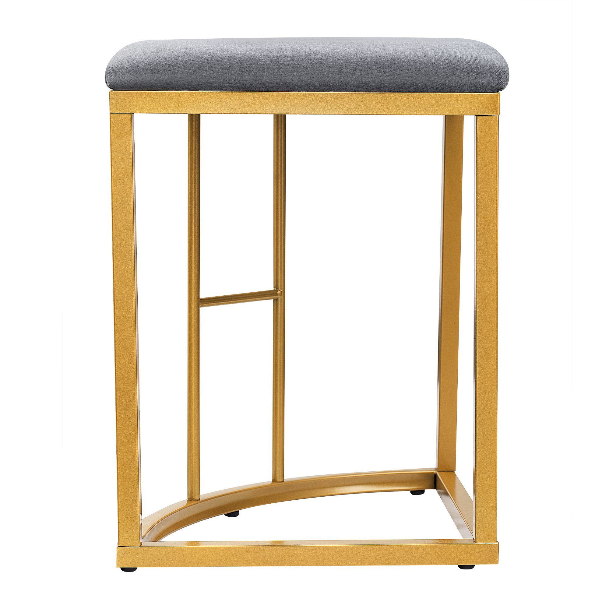 Ulife Essgruppe Samt 6 Golden Esstisch 140*70*76cm (7-tlg), (7-tlg) mit Hocker