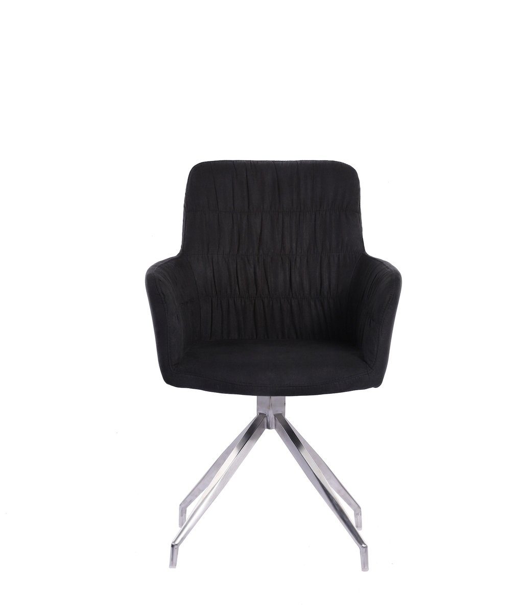 KAWOLA Esszimmerstuhl NIXIE, Stuhl mit Drehfunktion Stoff versch. Farben schwarz