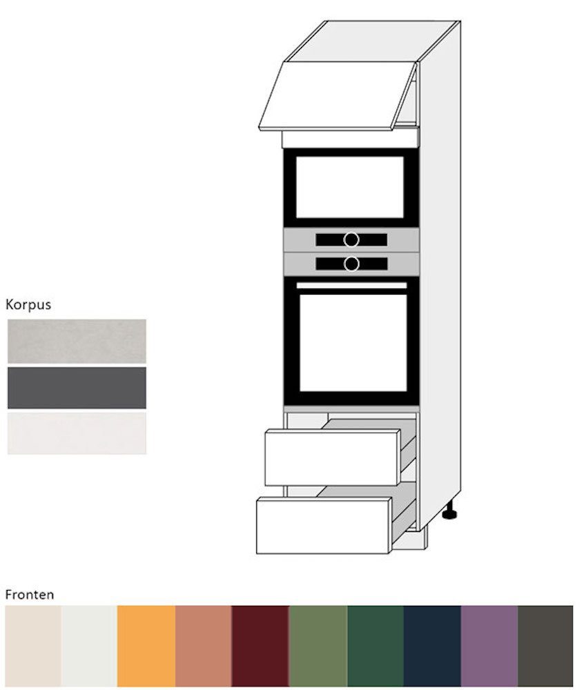 Feldmann-Wohnen Backofenumbauschrank Tivoli (Tivoli, 1-St) 60cm Front- & Korpusfarbe wählbar 1-türig 2 Schubladen (Teilauszug)