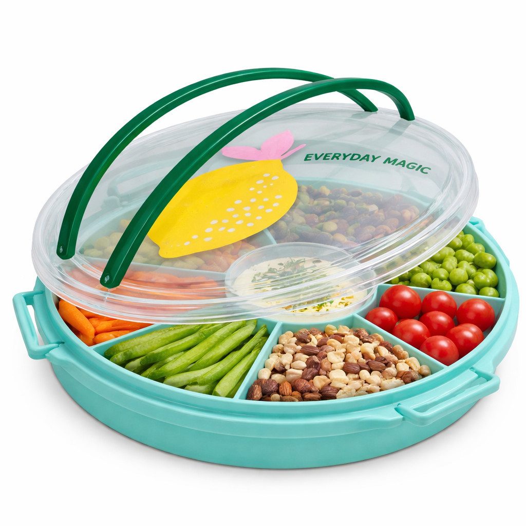 rice Lunchbox Rice Serviertablett mit Deckel - Türkis Zitrone, Kunststoff, (1-tlg)