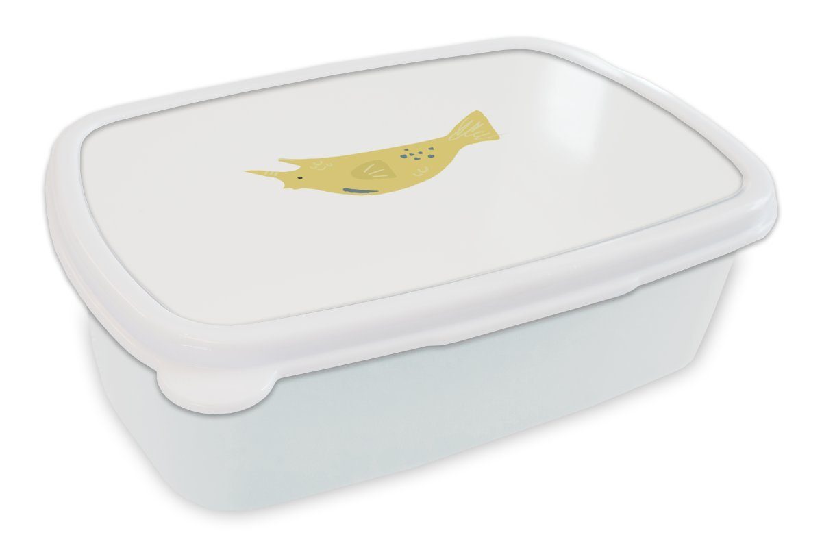 Brotbox - Brotdose, Jungs - für Aquarell, und und für Erwachsene, Meer Gelb MuchoWow Fisch Mädchen Kinder (2-tlg), Kunststoff, weiß - Lunchbox