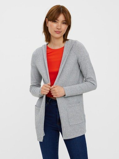 Vero Moda grey Cardigan OPEN melange HOOD light VMDOFFY