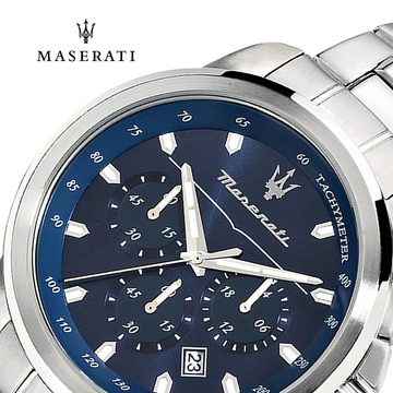 MASERATI Chronograph Maserati Herren Uhr Chronograph, Herrenuhr rund, groß (ca. 52x44mm) Edelstahlarmband, Made-In Italy