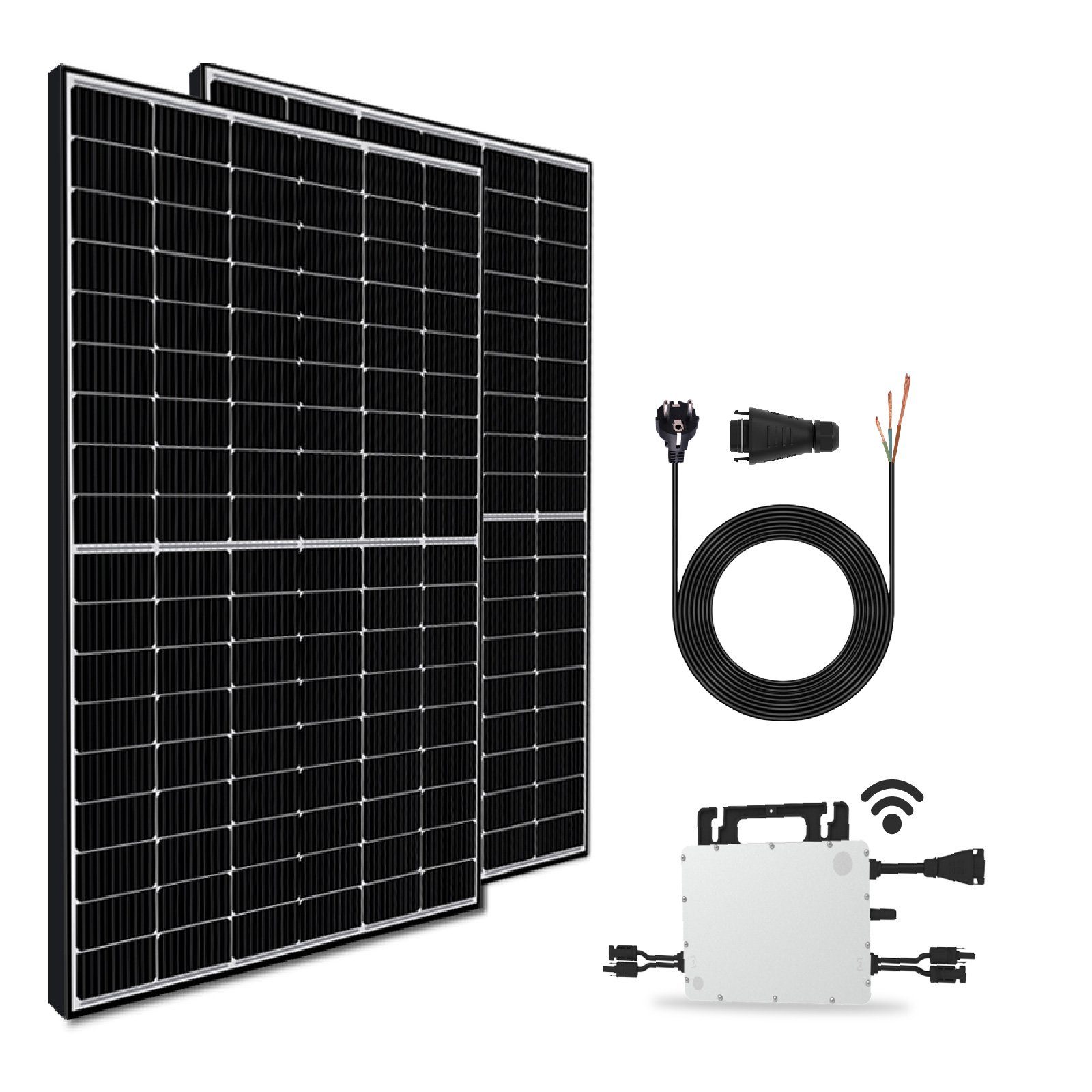 Wasserdichtigkeitsklasse Upgradefähiger 600W SOLAR-HOOK etm Plug Play MPP-Tracker, Hoymiles Wechselrichter, WLAN für IP67 von Schutzart, inkl. auf Dualer mit steckerfertig Wechselrichter, Ihr & Solaranlage 830W HMS 800W Balkonkraftwerk 800W / HM 800W WIFI Haus,