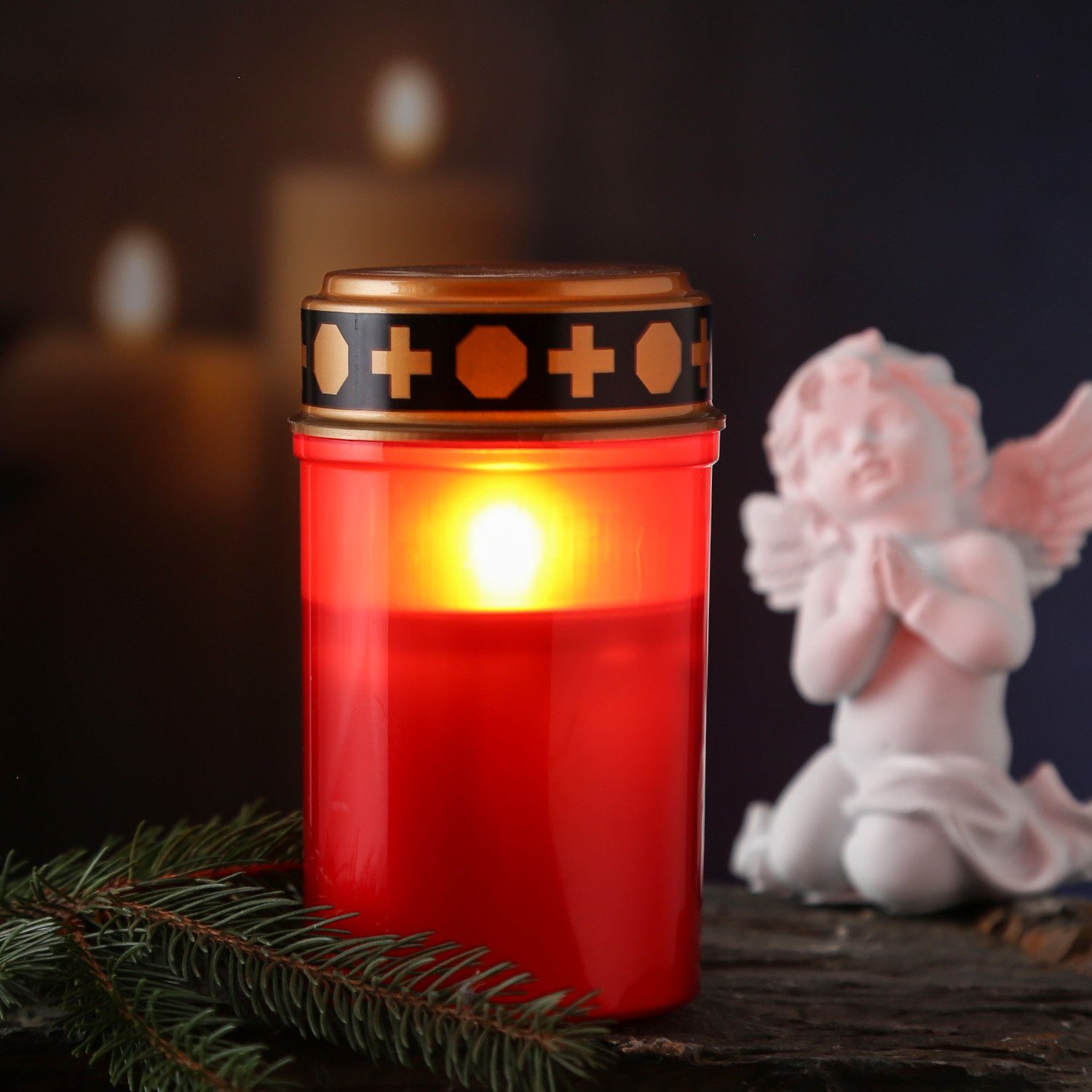 MARELIDA LED-Kerze LED Grablicht Grabkerze gelb flackernd Timer 12,5cm bis günstig online kaufen