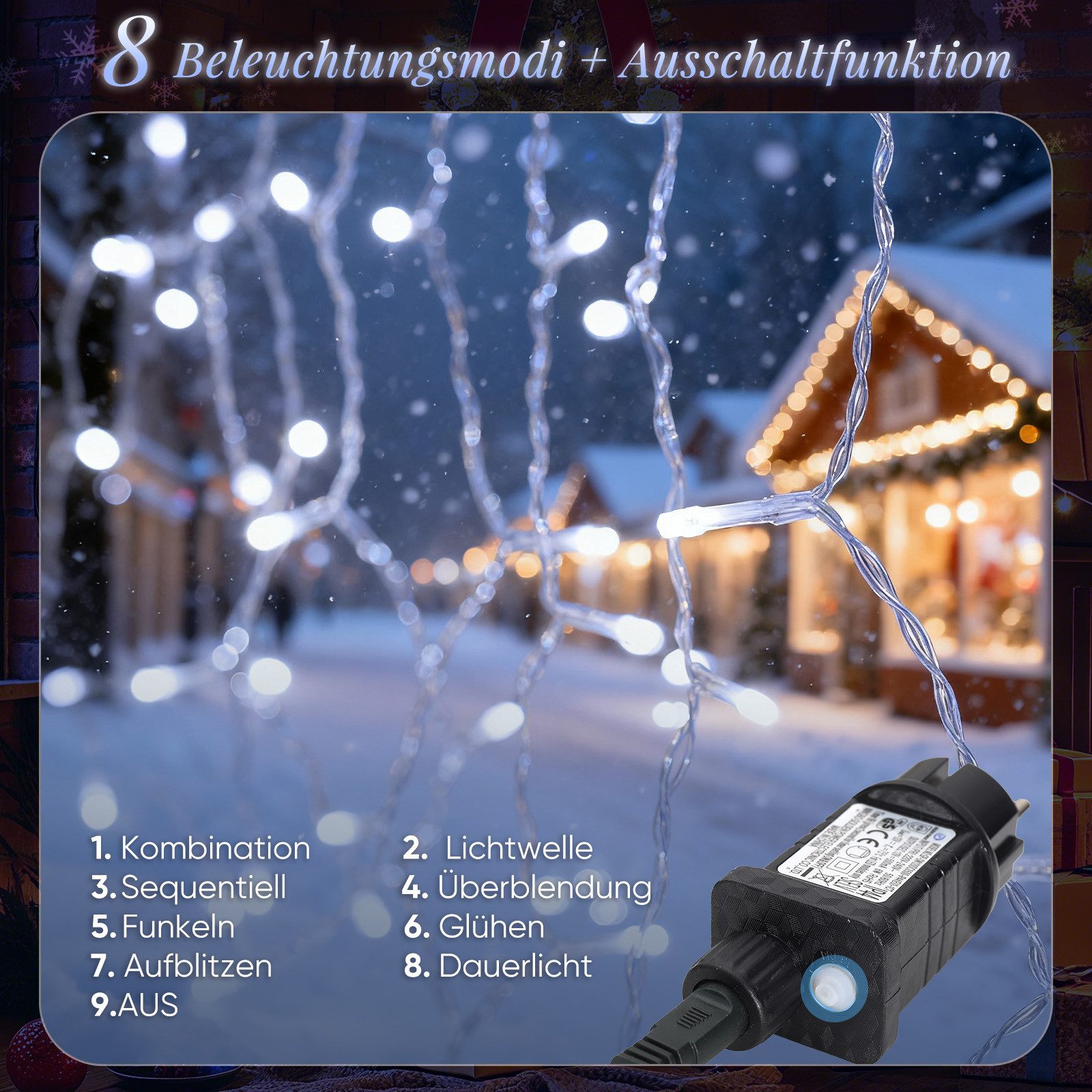 Salcar LED-Lichtervorhang LED Lichterkette Eisregenvorhang Außen, günstig online kaufen