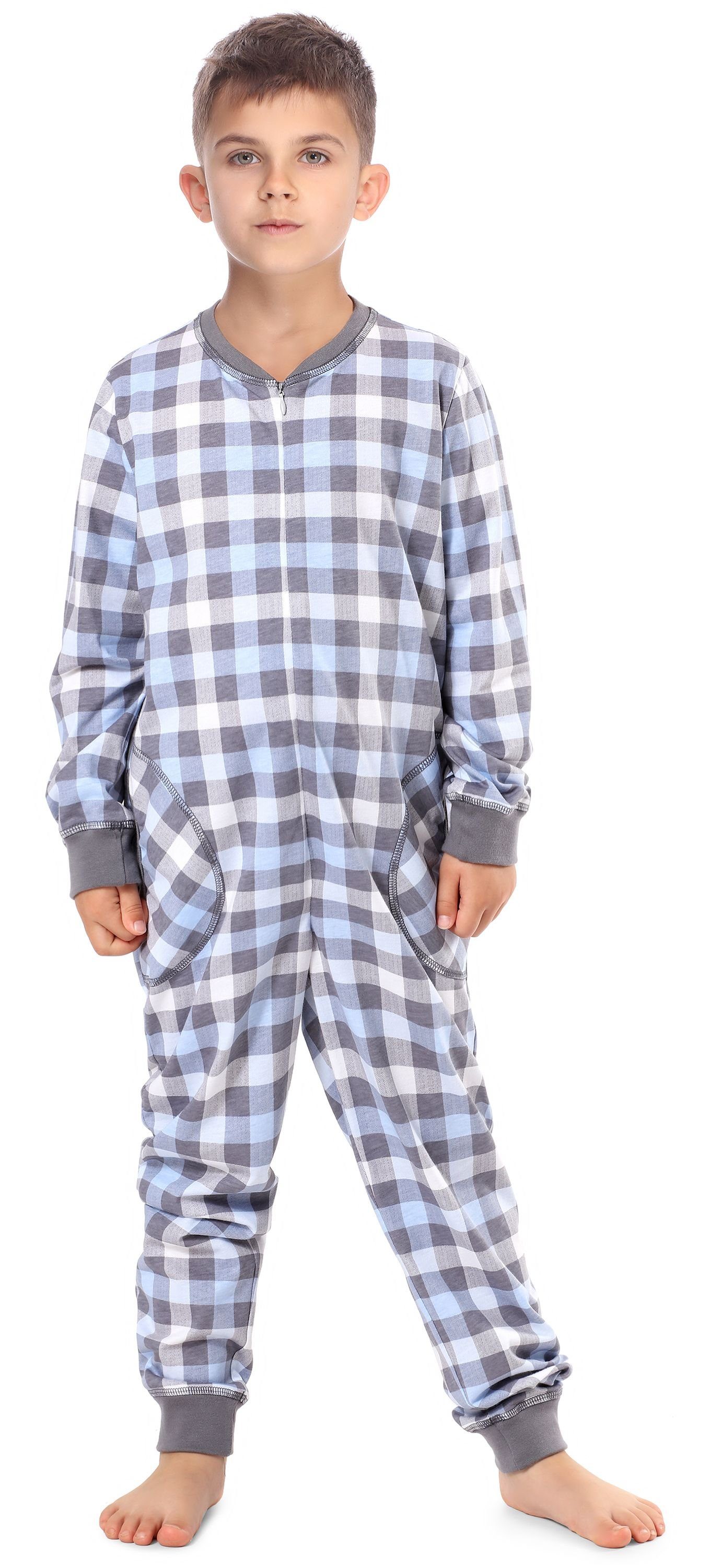 Timone Schlafanzug Jungen Jugend Schlafanzug Schlafoverall TI121 GraphitKariert