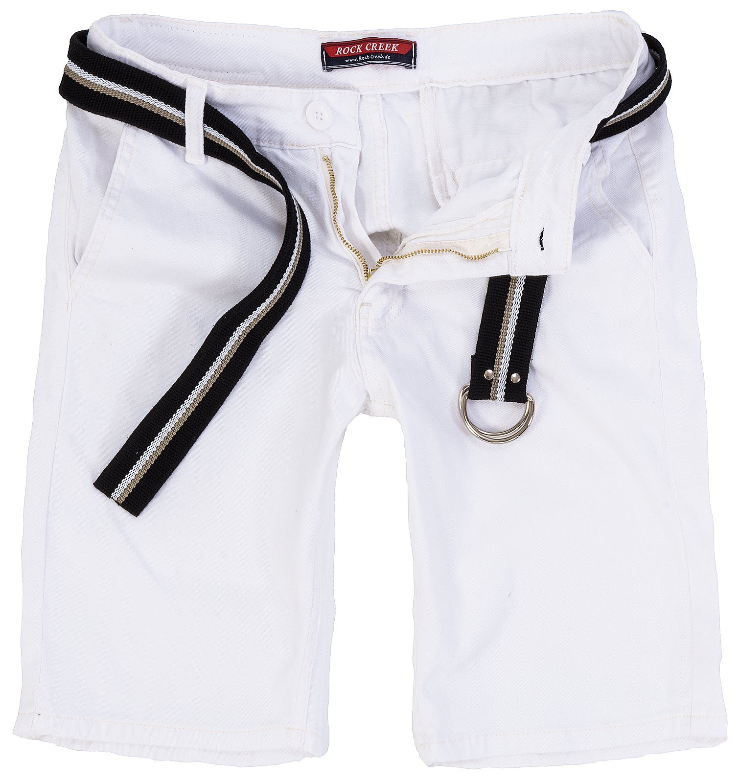 Shorts mit Chino Weiß Chinoshorts Gürtel RC-2133 Rock Creek Herren