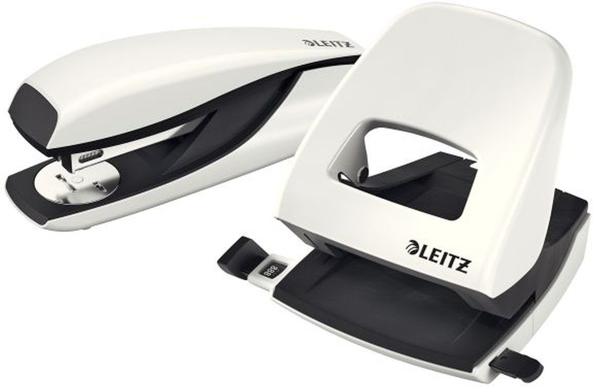 LEITZ Tischaufsatz Locher NeXXt 5008 und Heftgerät NeXXt 5502 im Set perlweiß