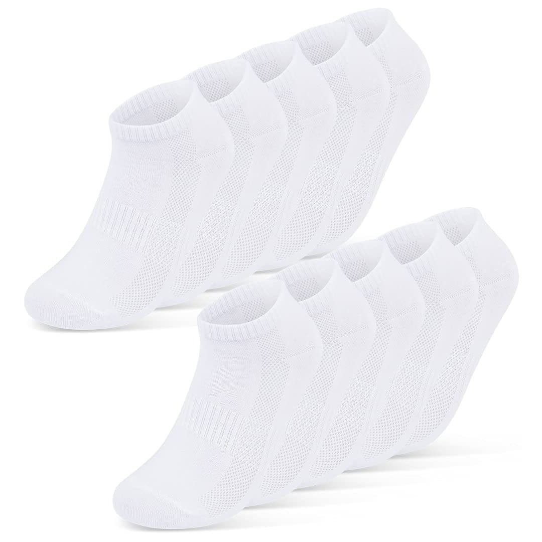 sockenkauf24 Sneakersocken 10 Paar Damen & Herren Premium Sneaker Socken mit Meshstreifen WP Weiß