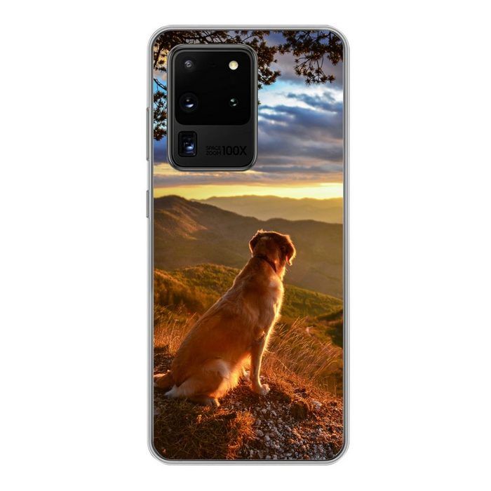 MuchoWow Handyhülle Ein Golden Retriever beobachtet den Sonnenuntergang Phone Case Handyhülle Samsung Galaxy S20 Ultra Silikon Schutzhülle