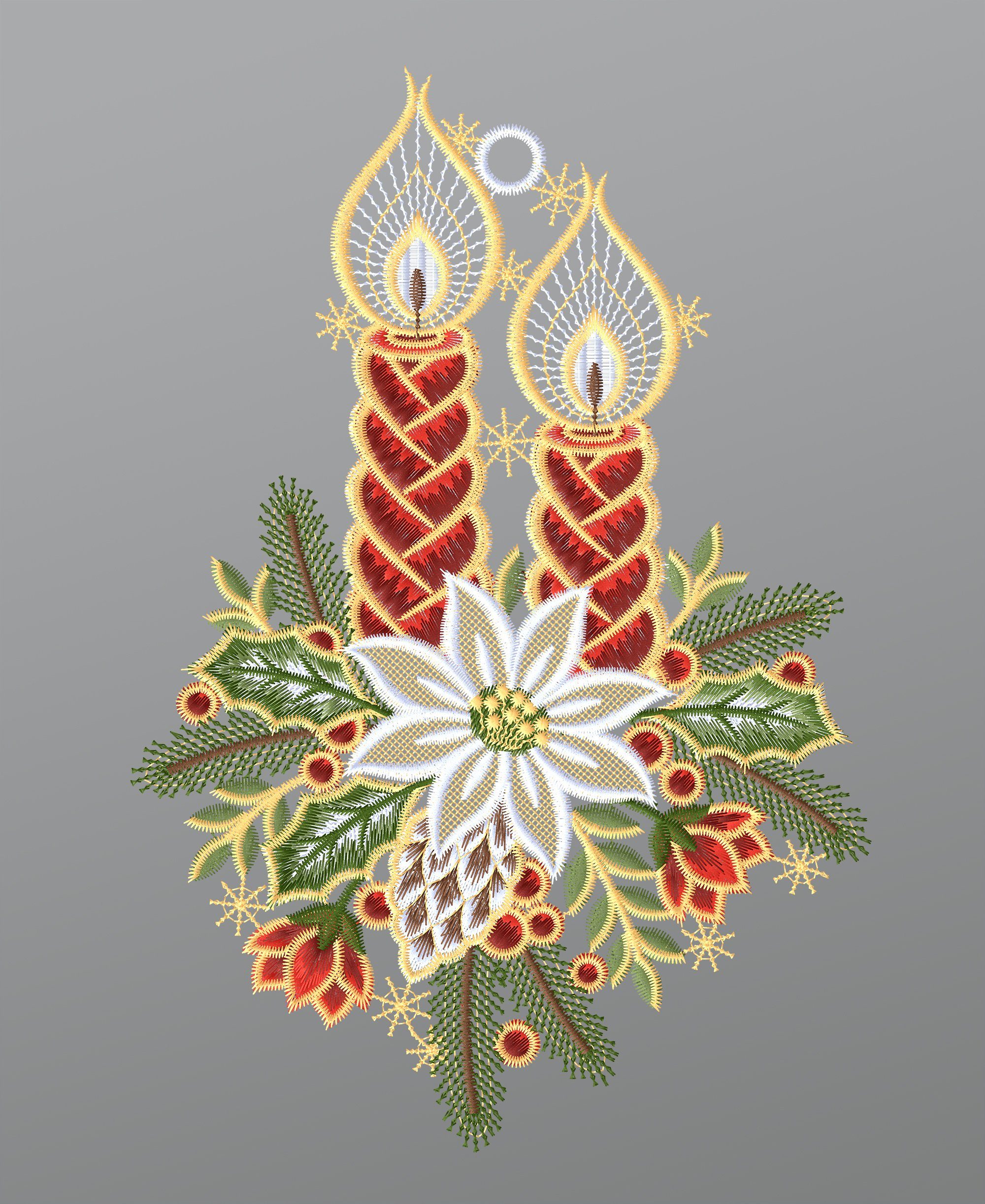 Plauener Spitze® Fensterbild Weihnachtskerzen, HxB 28x20cm günstig online kaufen