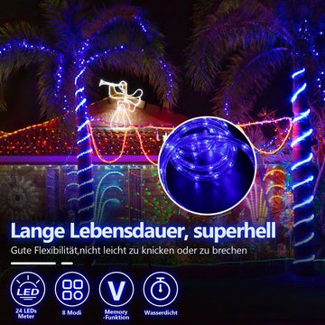 Clanmacy Lichterschlauch 10-50M lichtschlauch mit LEDs Beleuchtung Blau Party Garten Außen Deko Weihnachtsdeko, Wasserdicht