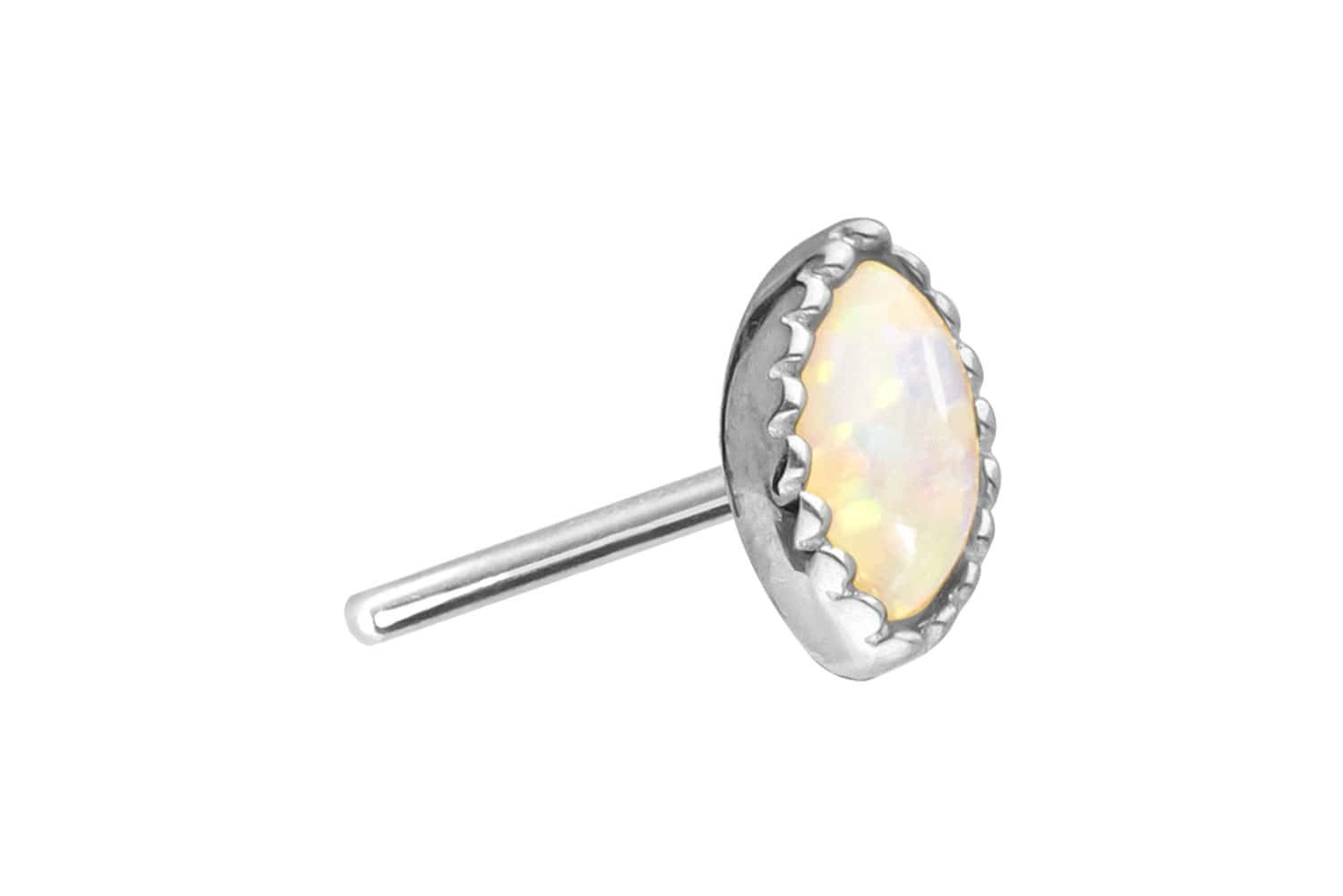 Piercing-Set 14 Karat Gold Aufsatz mit Titan Push Pin OVALER SYNTHETISCHER OPAL