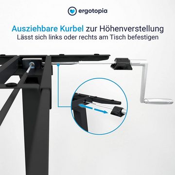 Ergotopia Schreibtisch Desktopia Budget Höhenverstellbarer Schreibtisch, Per Kurbel verstellbares Tischgestell, Breite verstellbar für alle gängigen Tischplatten, Höhenverstellbarkeit durch Kurbel