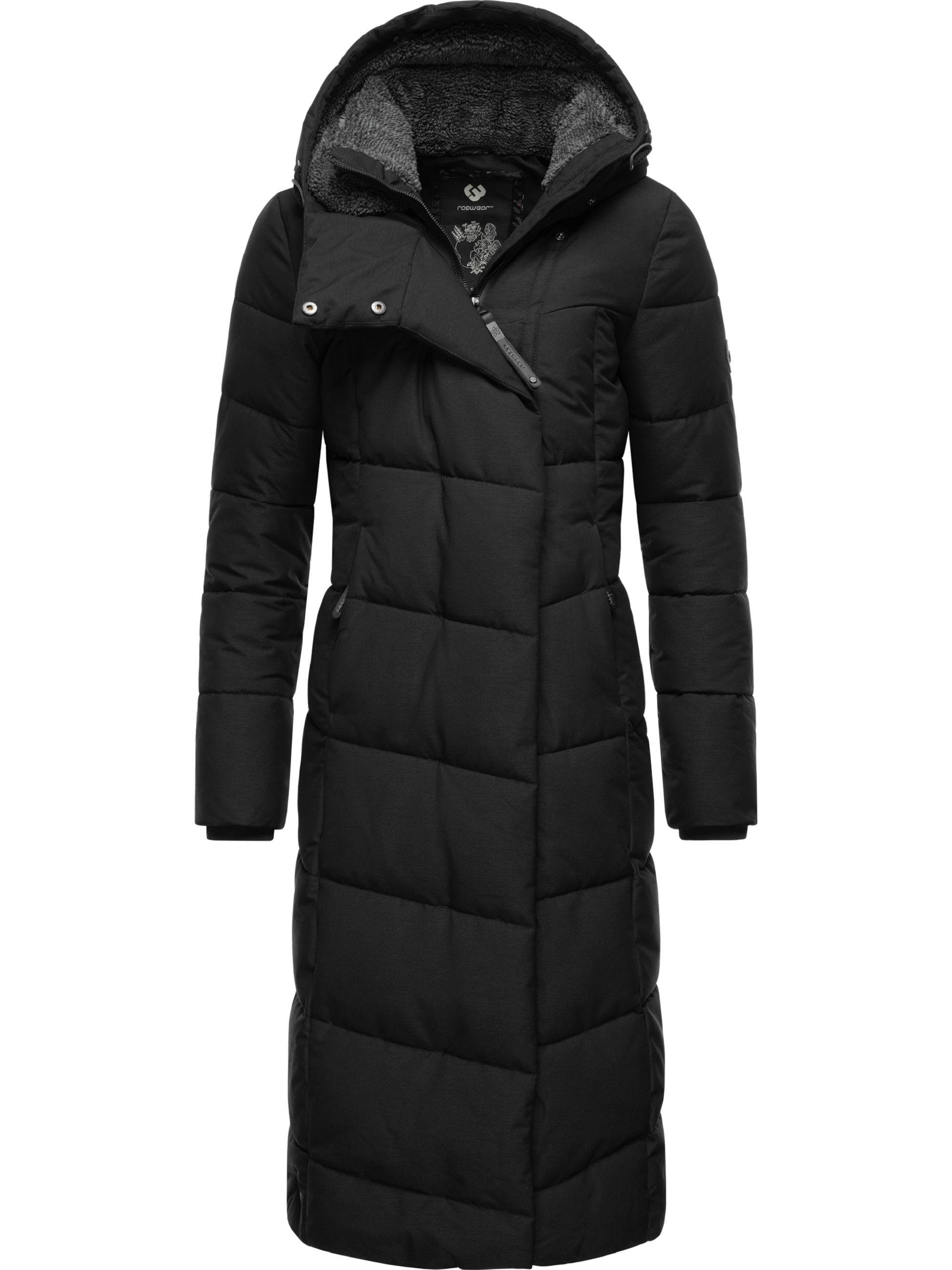 Ragwear Wintermantel Pavla Long extralanger Winterparka mit Teddyfutter und Kapuze