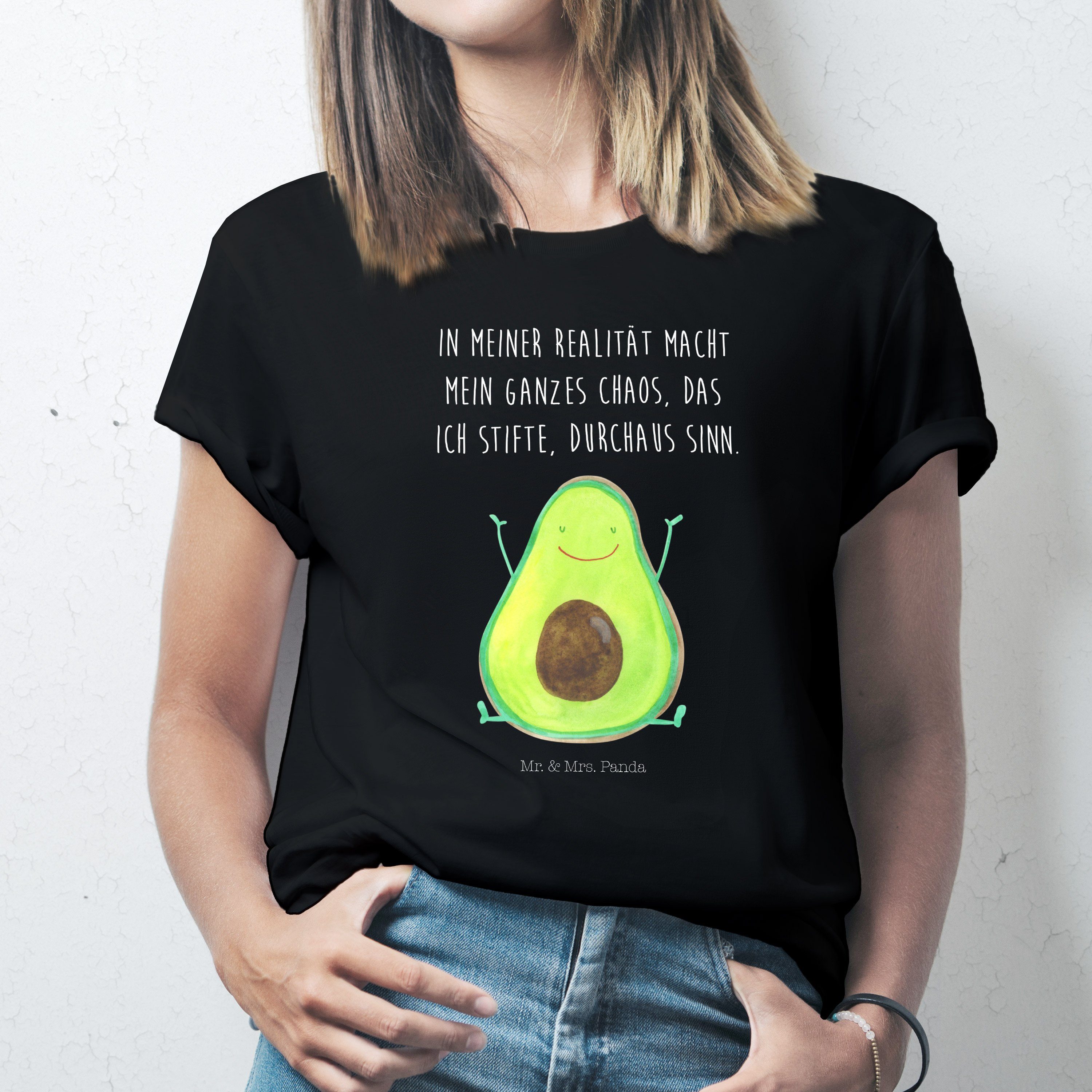 T-Shirt Geschenk, Mr. Avocado Mrs. - - T-Shirt, Happy Veggie, Schwarz Vegan, Lustiges (1-tlg) Panda &