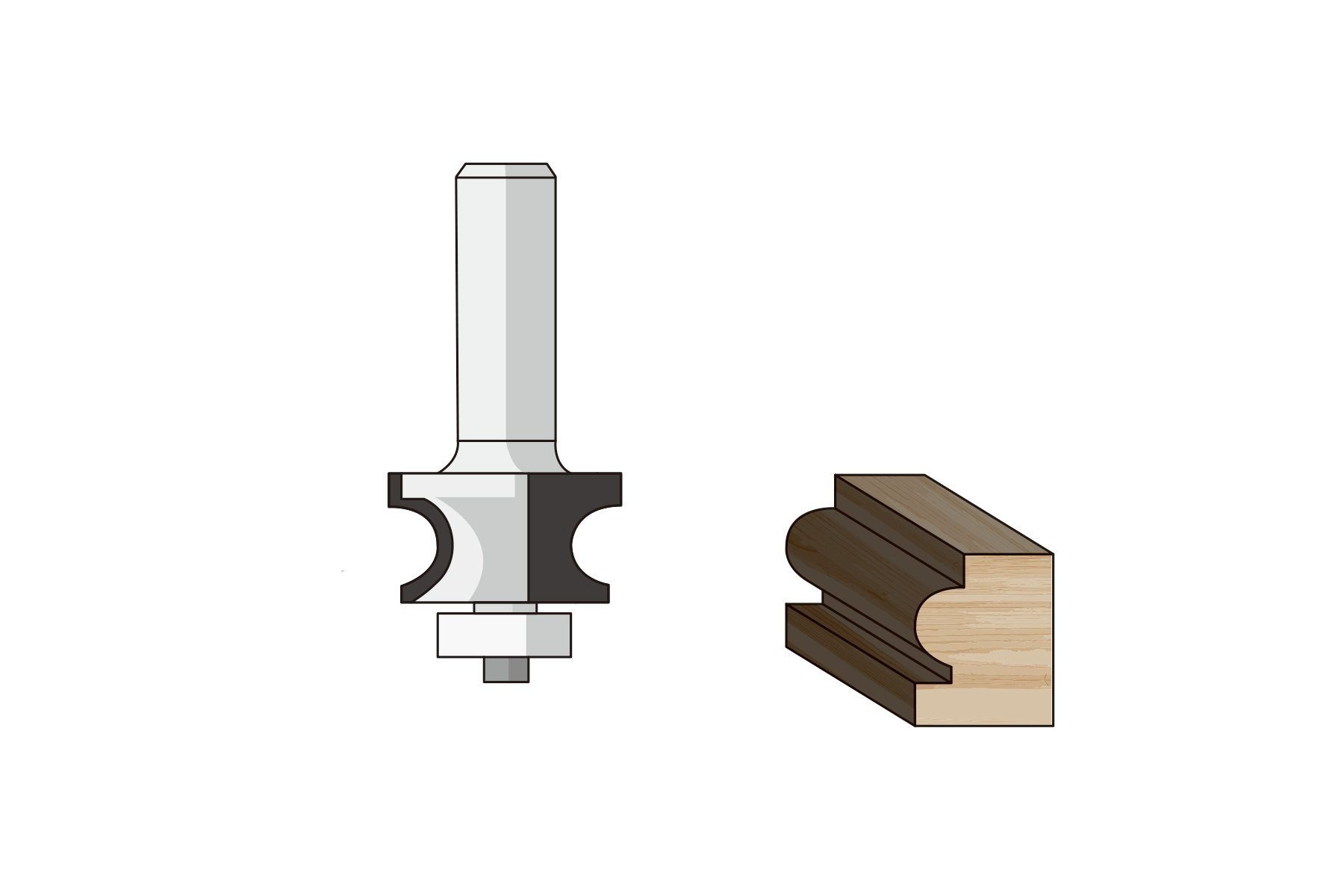 FAMAG 4,8mm, FAMAG HM Radius Schaft 28,2x16x57mm, Kanten-Zierfräser Schaftfräser 3123.828 - 8mm