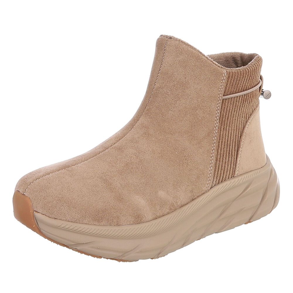 Ital-Design Damen Slip-on Boot mit Profilsohle Snowboots (92497456) Keilabsatz/Wedge Stiefeletten in Hellbraun