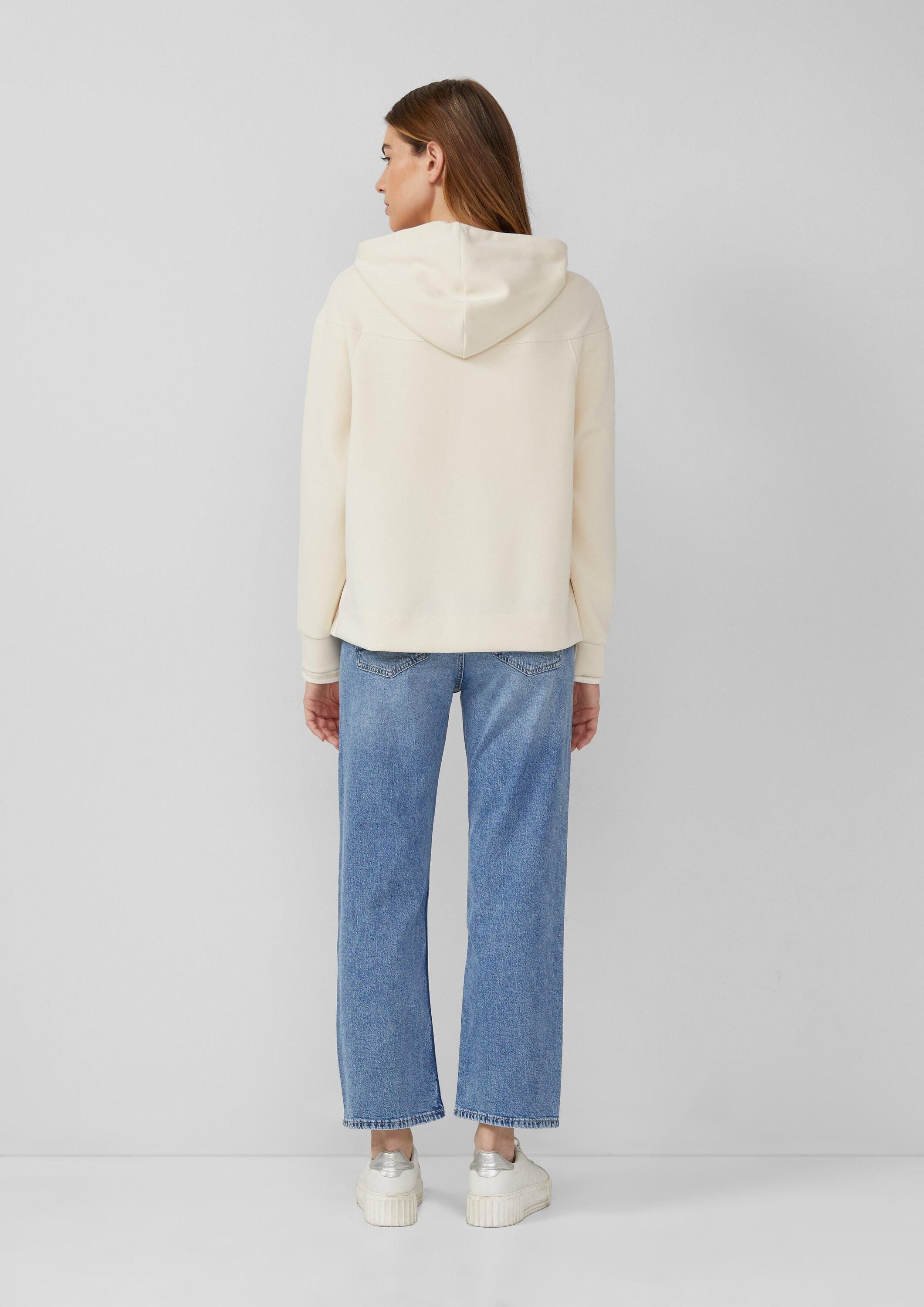s.Oliver Sweatshirt Sweatshirt Scuba-Hoodie mit Seitenschlitzen