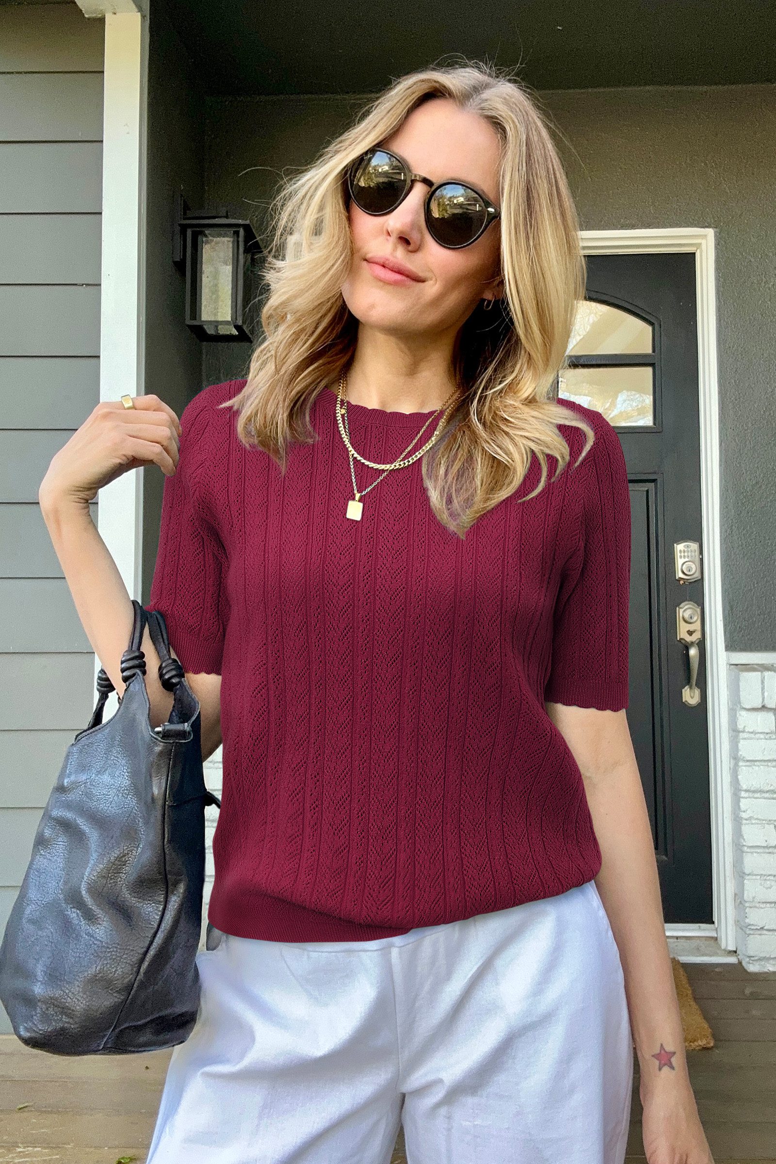 Arach&Cloz Kurzarmpullover Arach&Cloz Damen Tops Rundhalspullover T-Shirt S günstig online kaufen