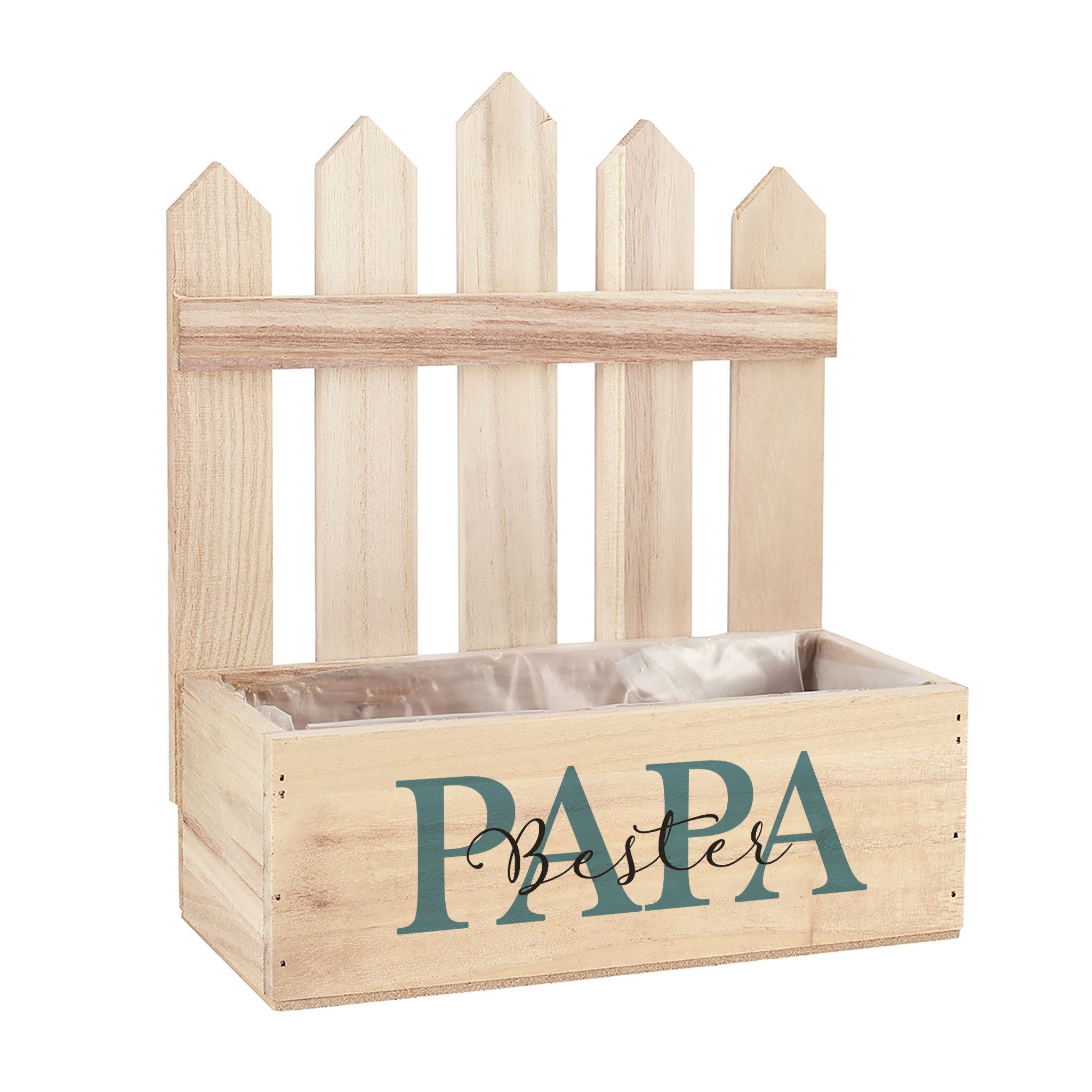 Herz & Heim Geschenkbox Pflanzkorb aus Holz mit Zaun und Motiv für die Besten