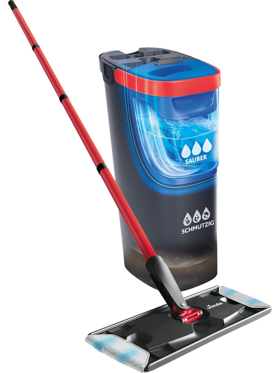 Wischmopp Vileda Bodenwischer Reinigungsset H2PRO Flat Mop