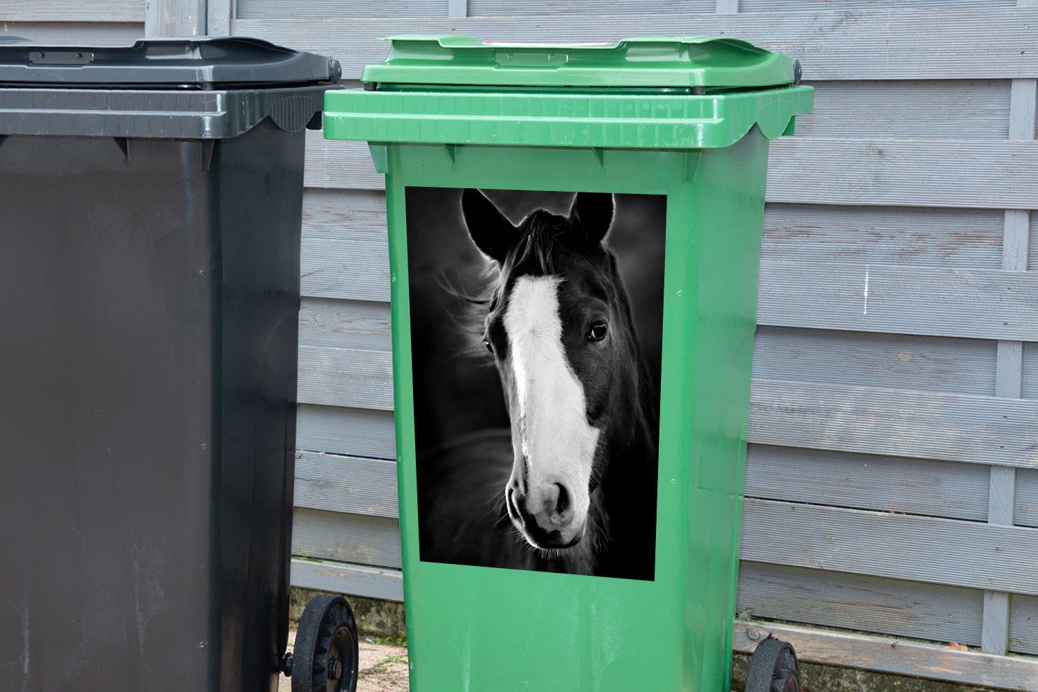 Licht Wandsticker Container, Kopf Pferd MuchoWow Abfalbehälter Sticker, Mülltonne, (1 St), Mülleimer-aufkleber, - -