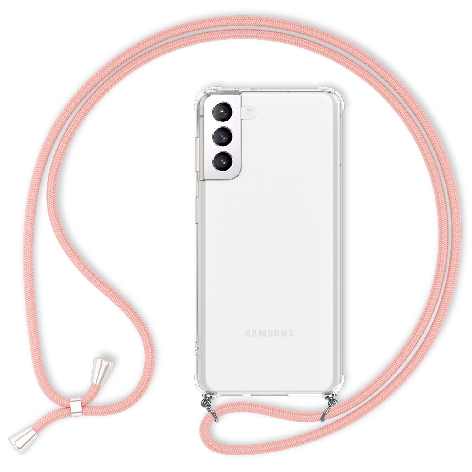 Nalia Backcover Samsung Galaxy S22 15,5 cm (6,1 Zoll), Klare Hülle mit Kette zum Umhängen / Harte Rückseite / Handyband Cover