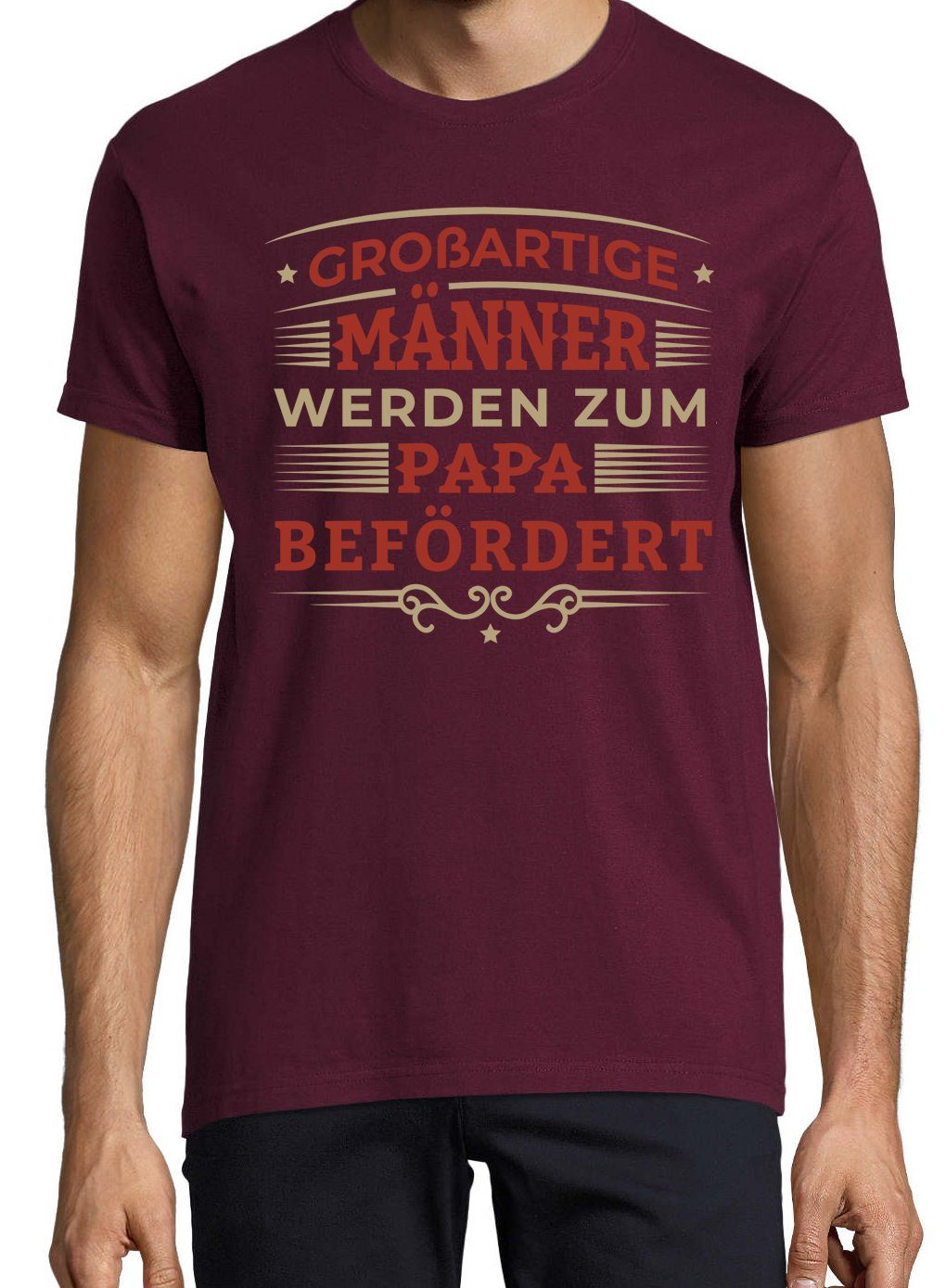 "Männer Frontprint Herren T-Shirt trendigem Papa Youth Befördert" Designz mit Zum Werden Burgund Shirt