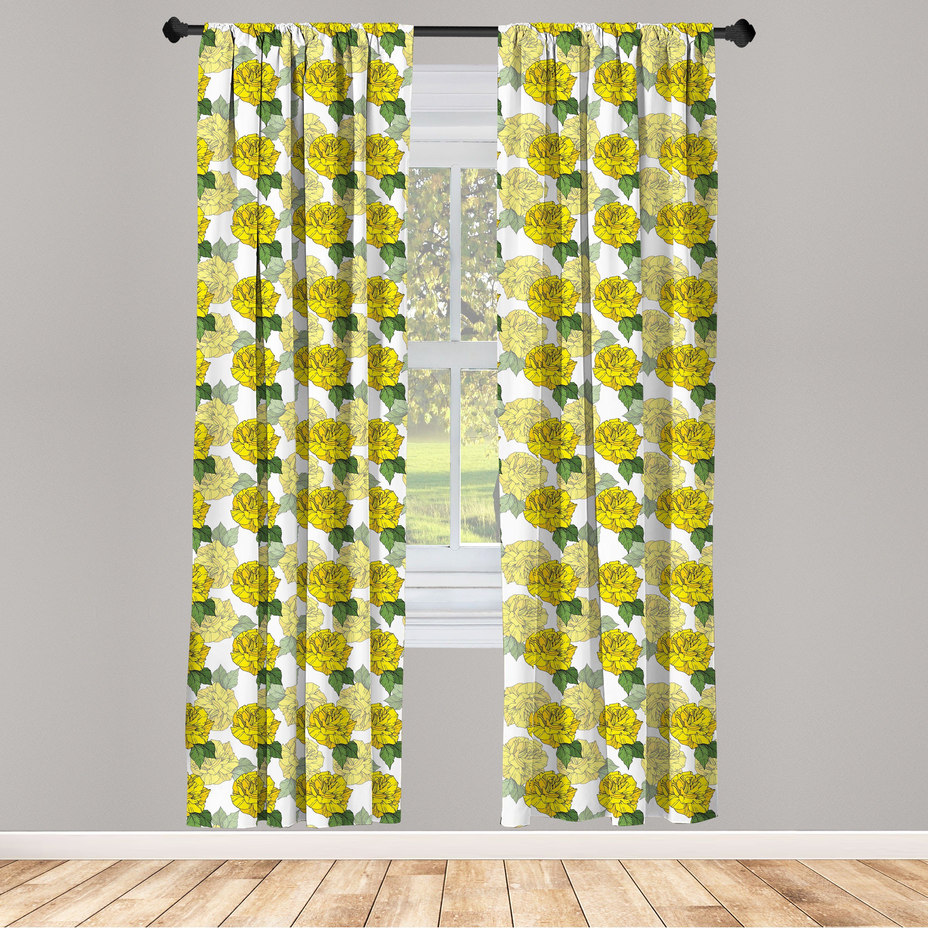 Frühlings-Blumen Abakuhaus, Gardine Microfaser, Wohnzimmer für Vorhang Schlafzimmer Blumen Dekor, Grafische