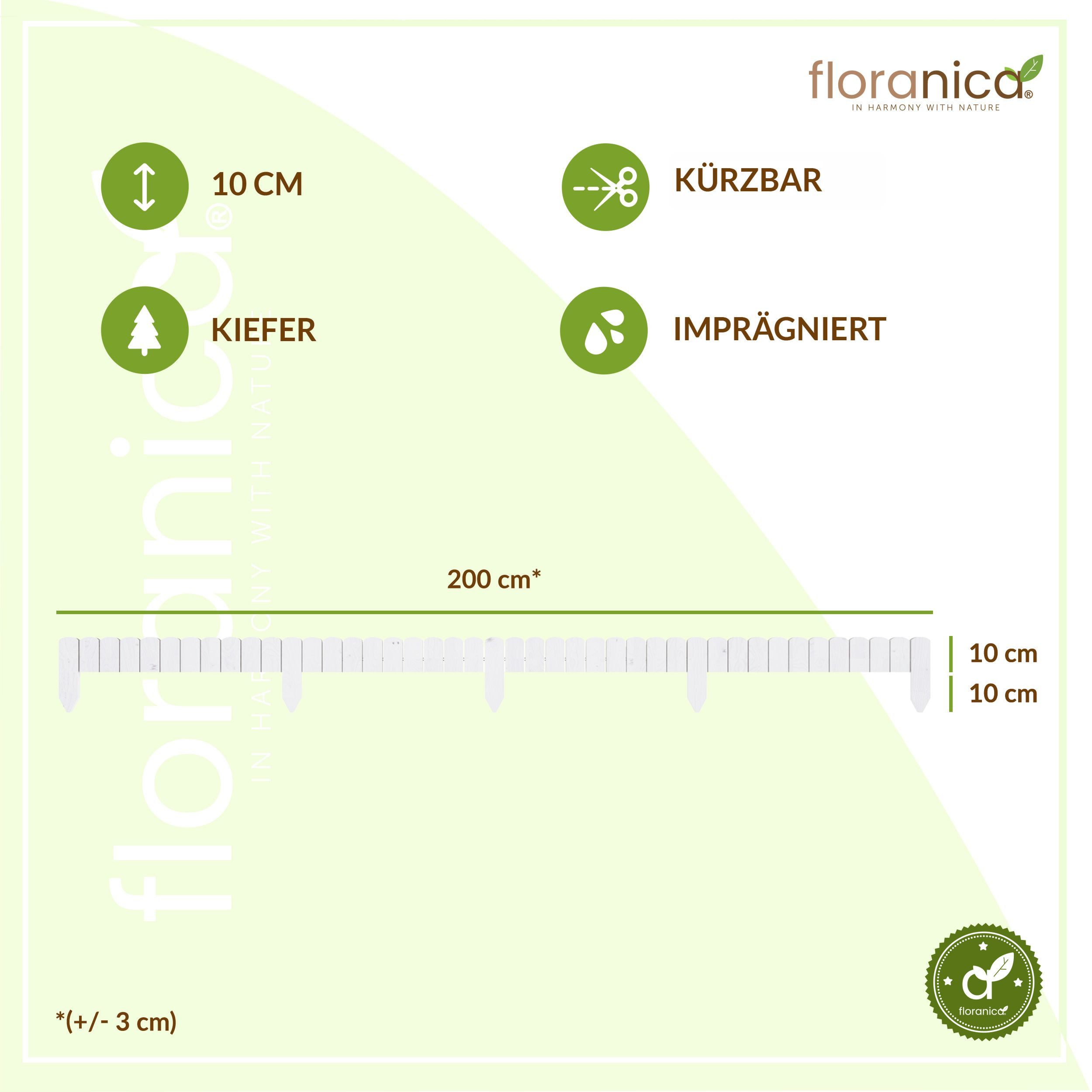 Thumbnail - Floranica Palisade Beeteinfassung Beetumrandung Rasenkante Flexibler Rollborder Umrandung, LxH: 200x10 cm, Weiß, Dekozau...