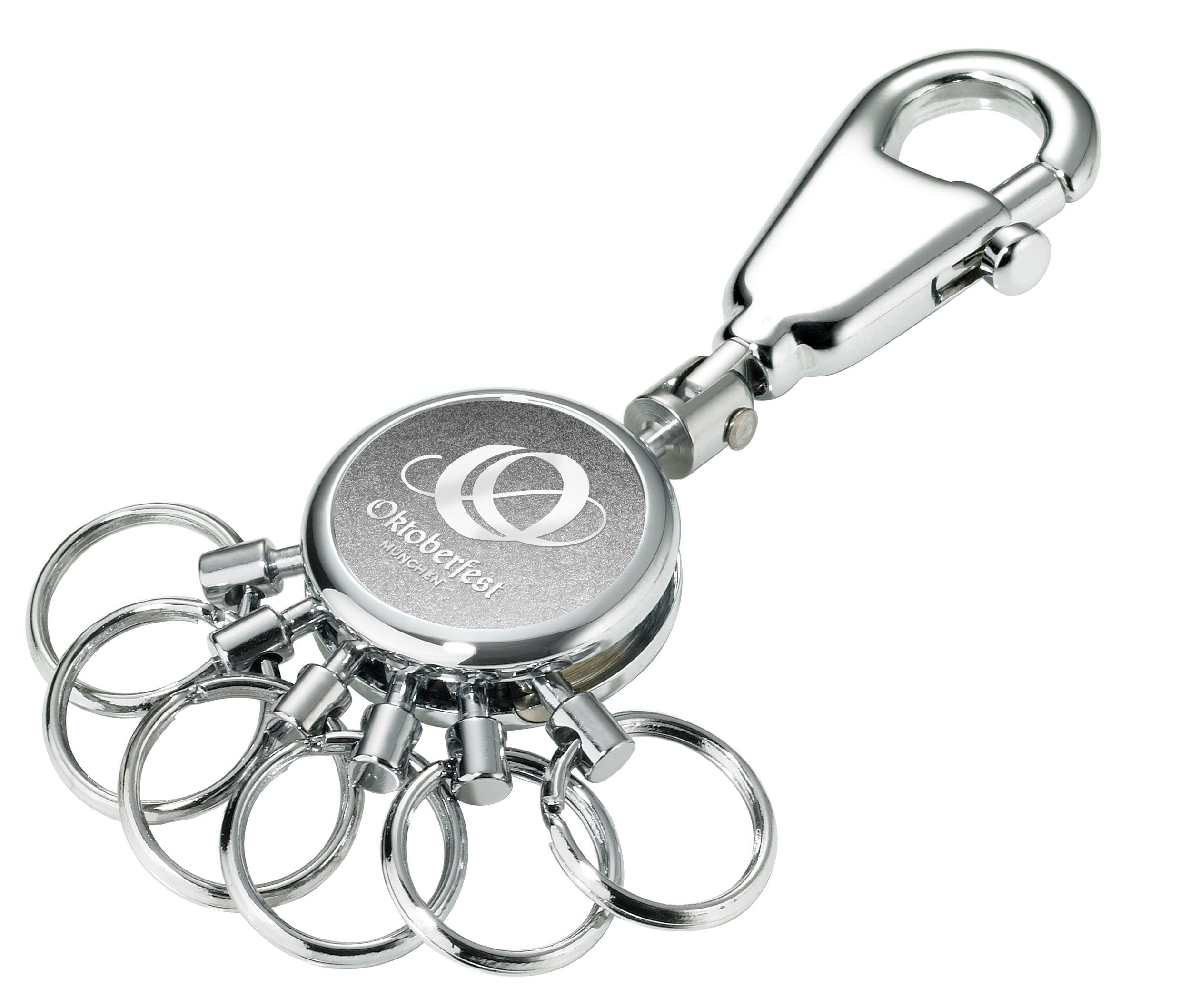 TROIKA Schlüsselanhänger PATENT Dekor mit Karabiner & 6 abnehmbaren Ringen, verschiedene Motive, Fingernagel-sicheres, patentiertes System aus Metall