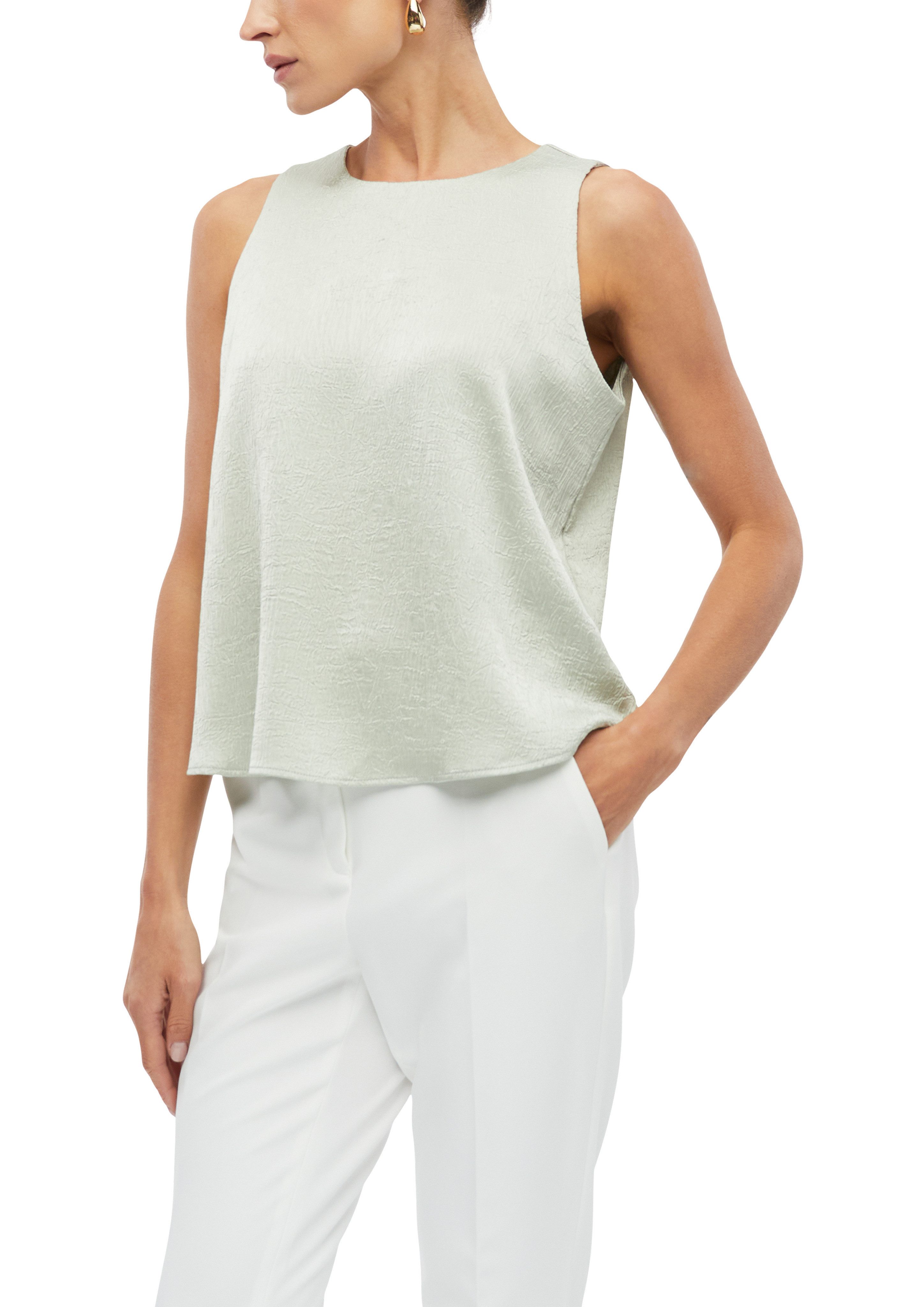 s.Oliver BLACK LABEL Blusentop Sommerbluse / Ärmellos mit feiner glänzender Struktur – Bild 2 von 4