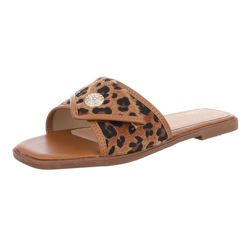 Ital-Design Elegante Damen Slipper mit Chevron-Muster für den Sommer Pantol günstig online kaufen