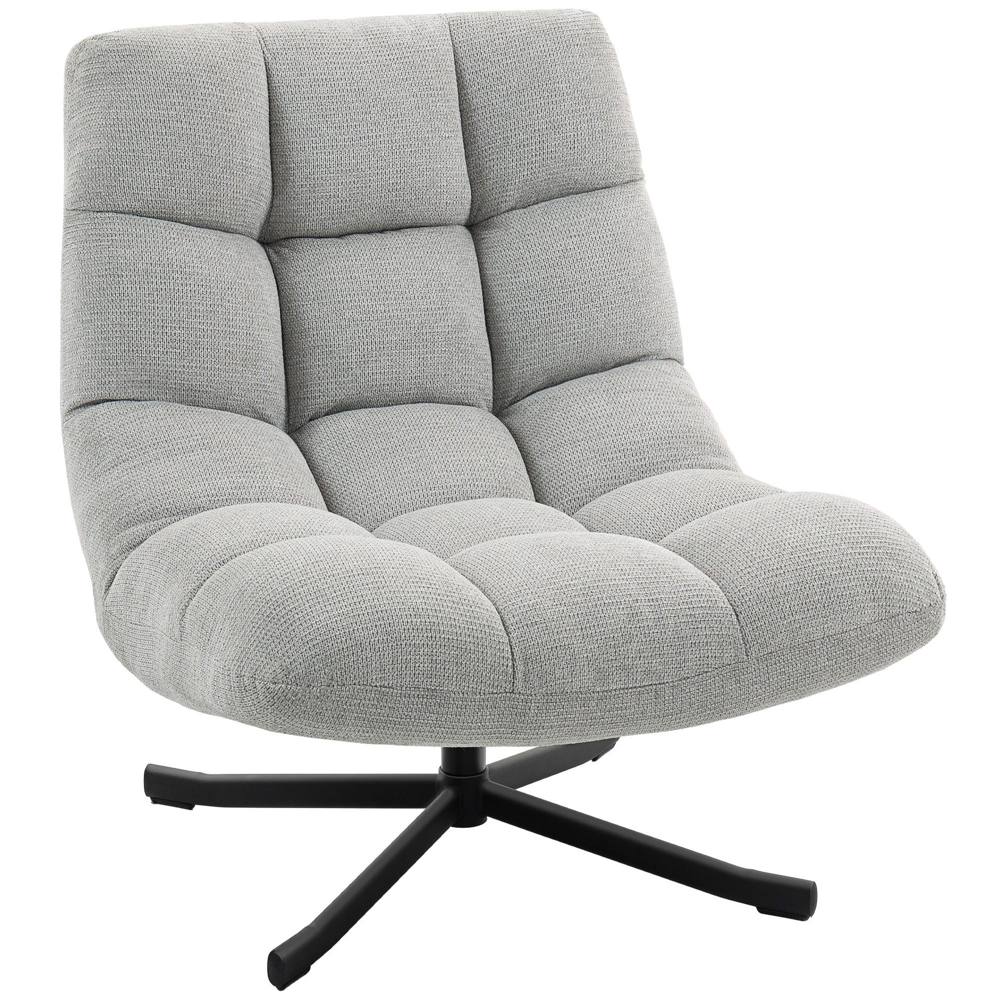 HOMCOM Relaxsessel mit Breiter Sitzfläche, wasserabweisend Chenille-Optik, Stahlbeine (gepolstert Sessel, 1-St., Drehbar Loungesessel), für Wohnzimmer, Schlafzimmer, Hellgrau