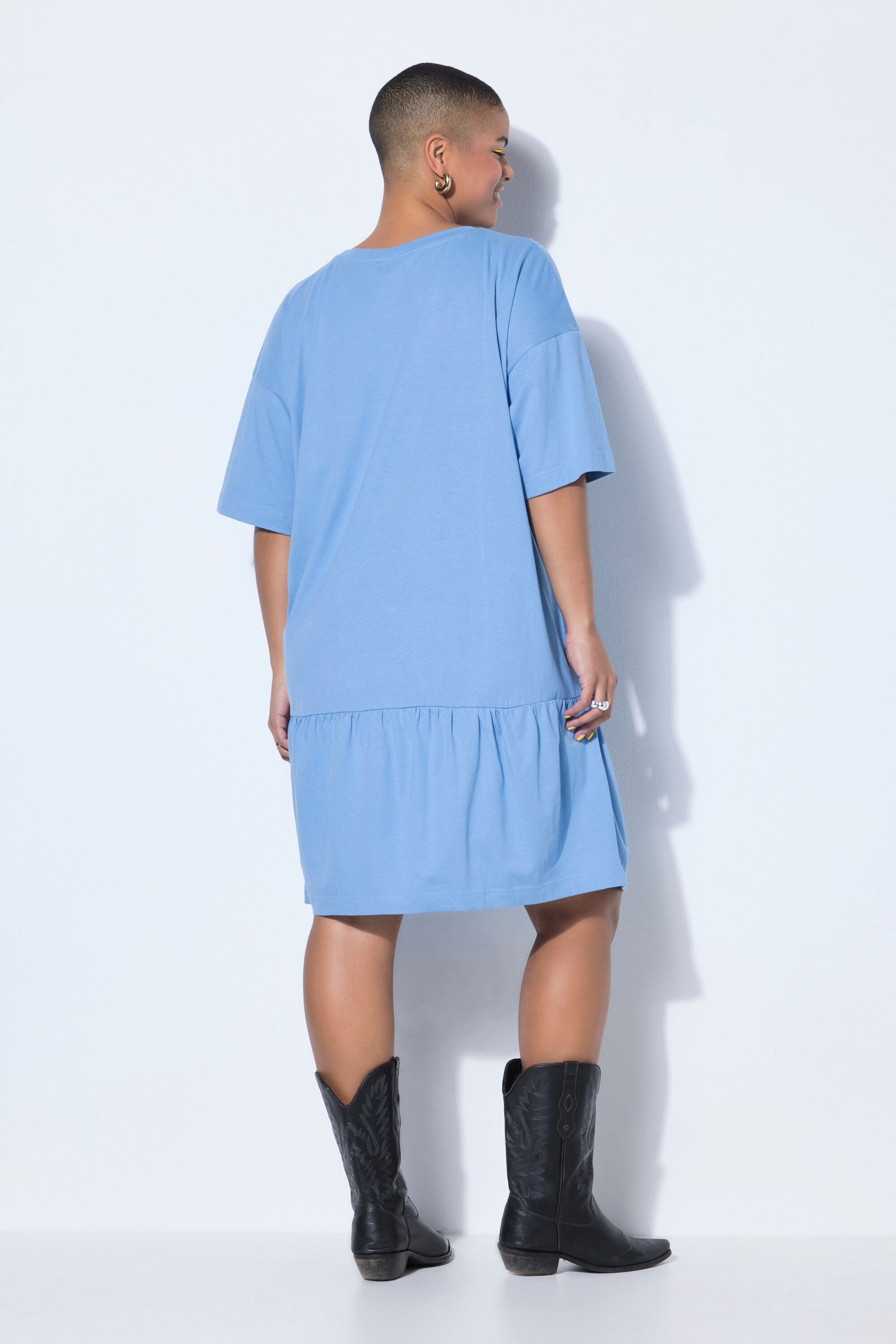 Studio Untold Midikleid Jerseykleid A-Linie Saumvolant Halbarm – Bild 3 von 3